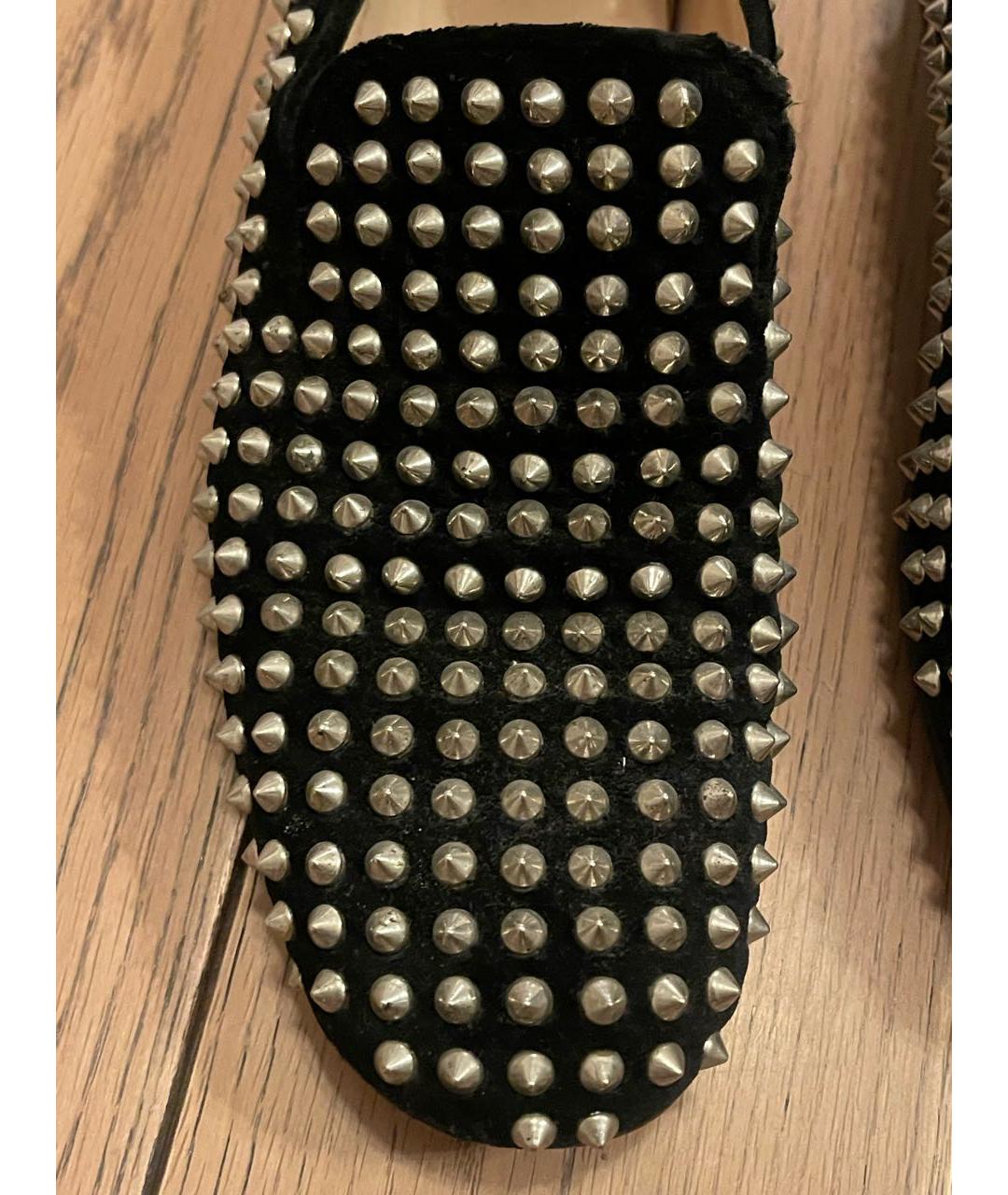 CHRISTIAN LOUBOUTIN Черные бархатные лоферы, фото 6