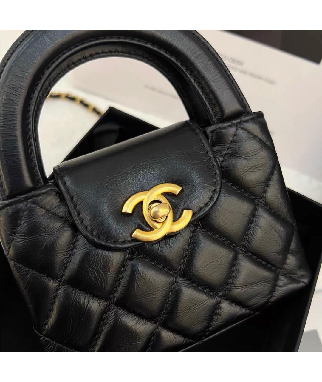 CHANEL Черная кожаная сумка с короткими ручками, фото 5