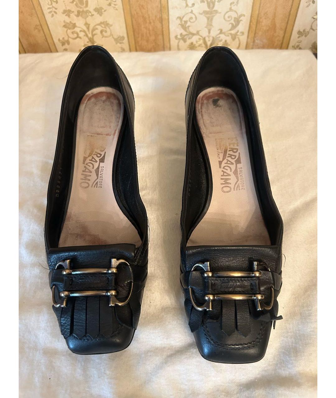 FERRAGAMO Черные кожаные туфли, фото 2