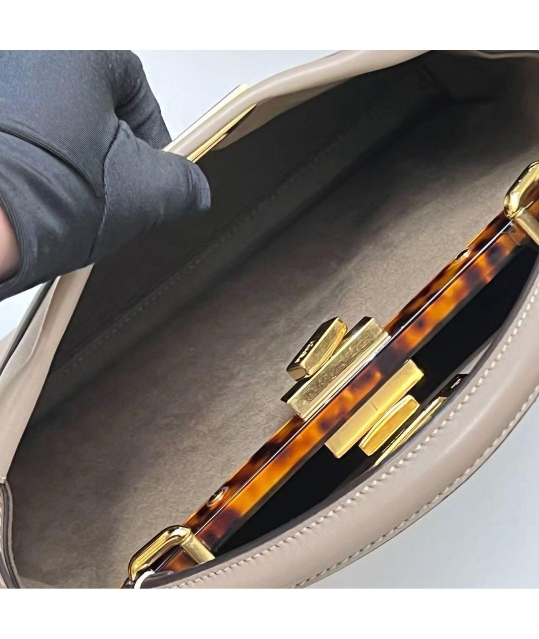 FENDI Бежевая кожаная сумка тоут, фото 7