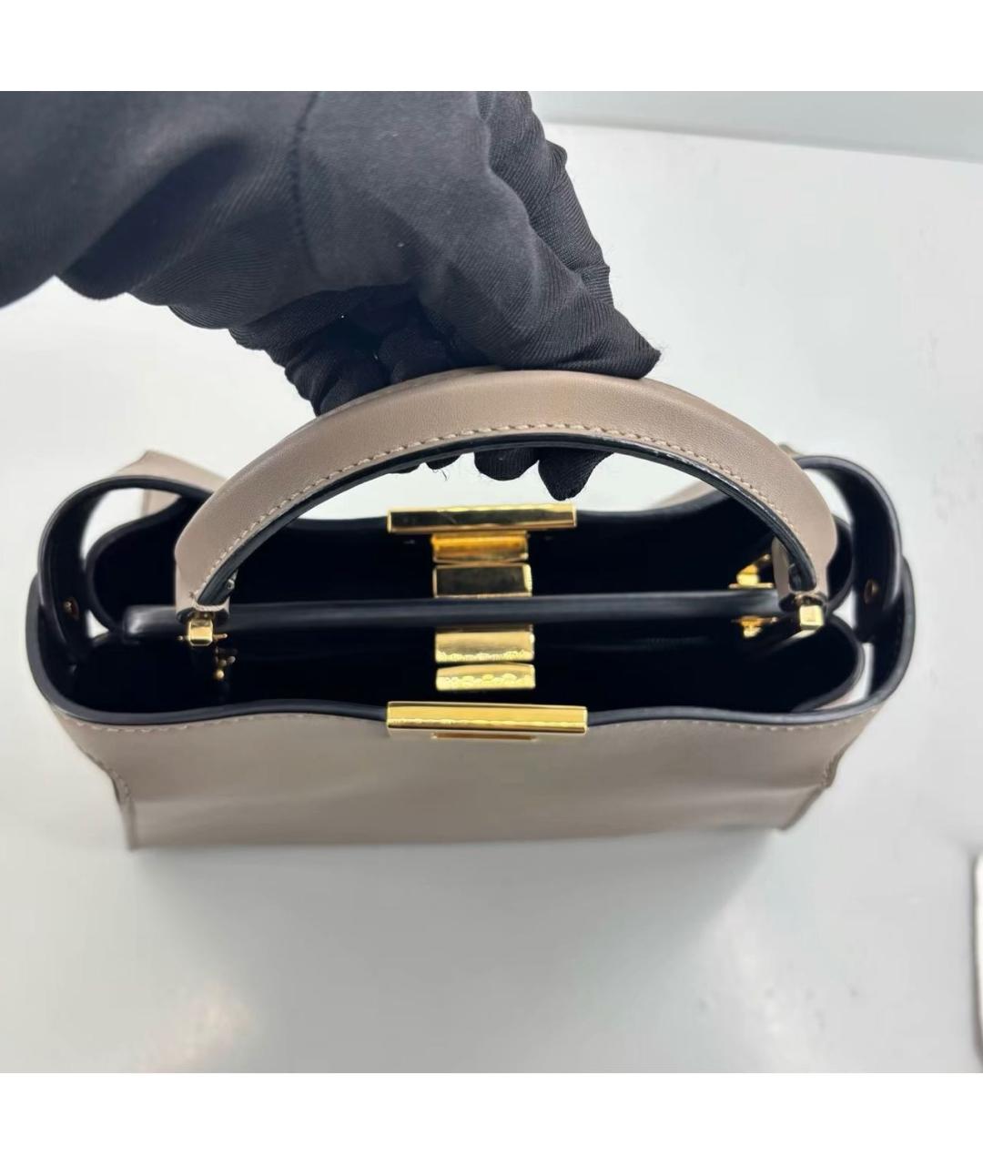 FENDI Бежевая кожаная сумка тоут, фото 6
