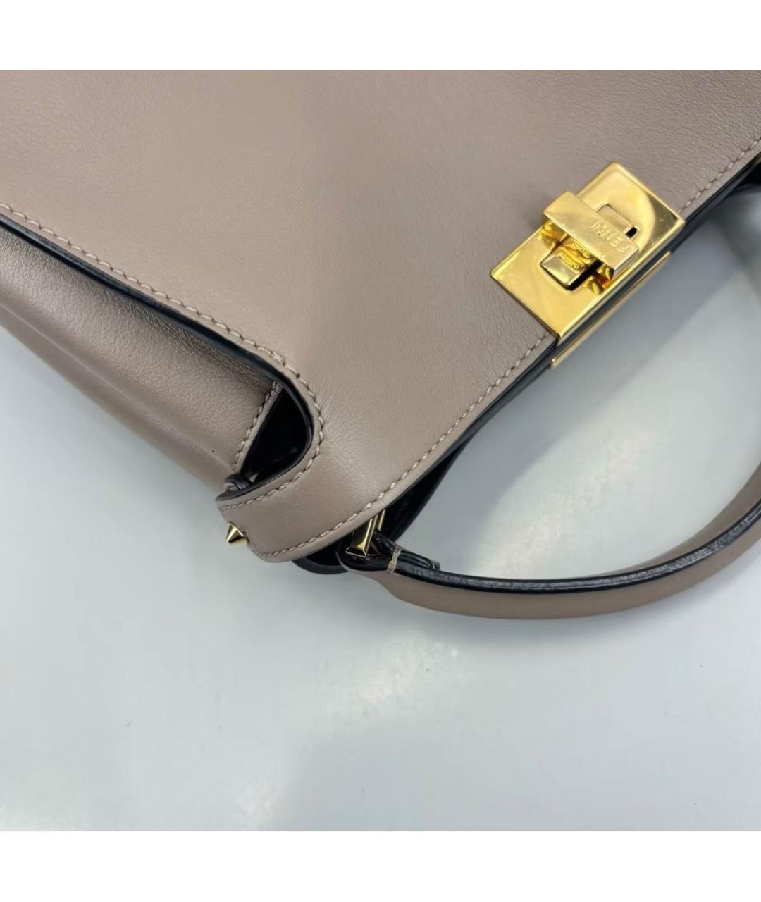 FENDI Бежевая кожаная сумка тоут, фото 7
