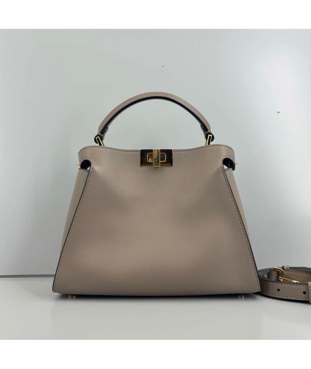 FENDI Бежевая кожаная сумка тоут, фото 2
