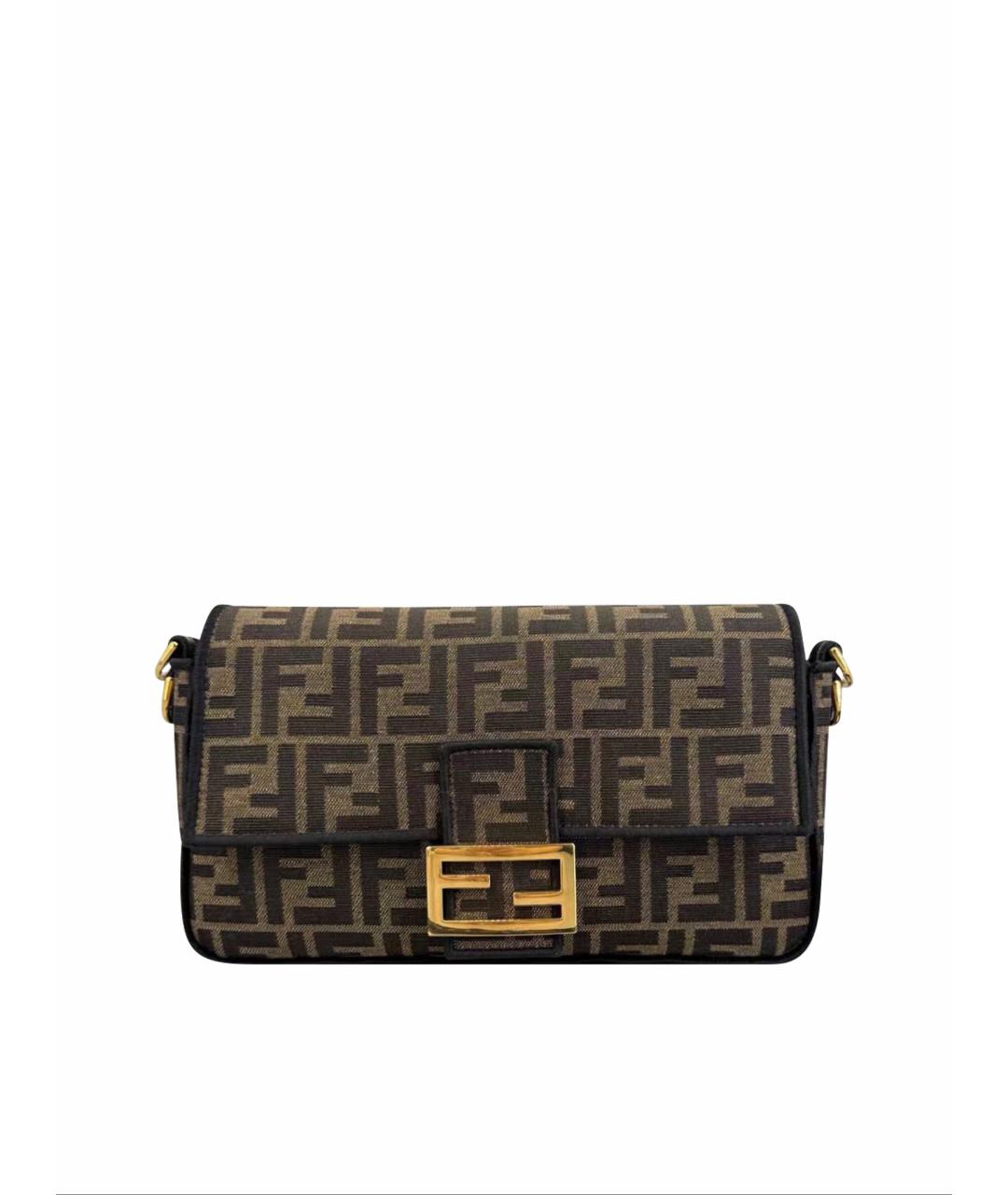 FENDI Коричневая тканевая сумка через плечо, фото 1