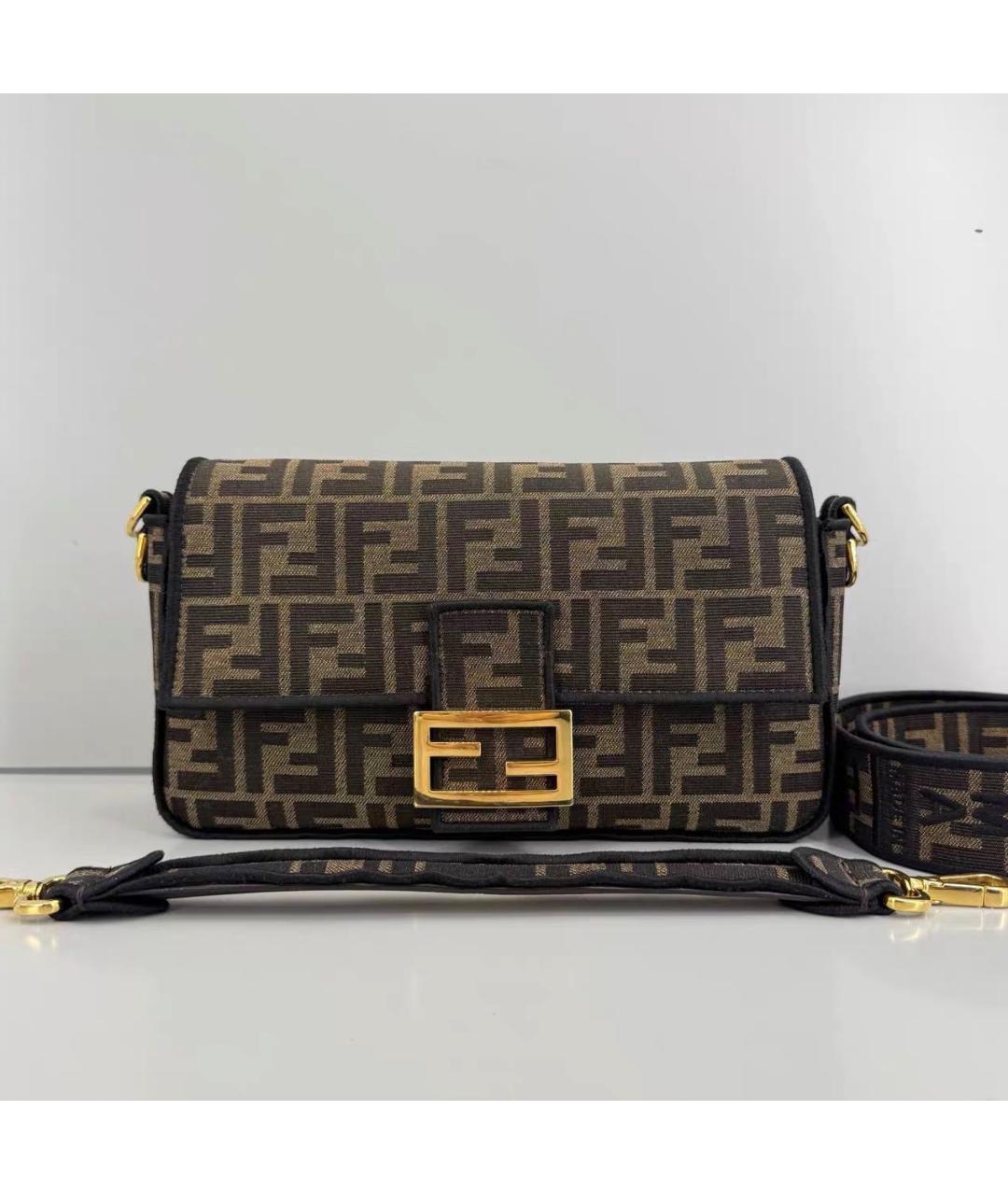 FENDI Коричневая тканевая сумка через плечо, фото 9