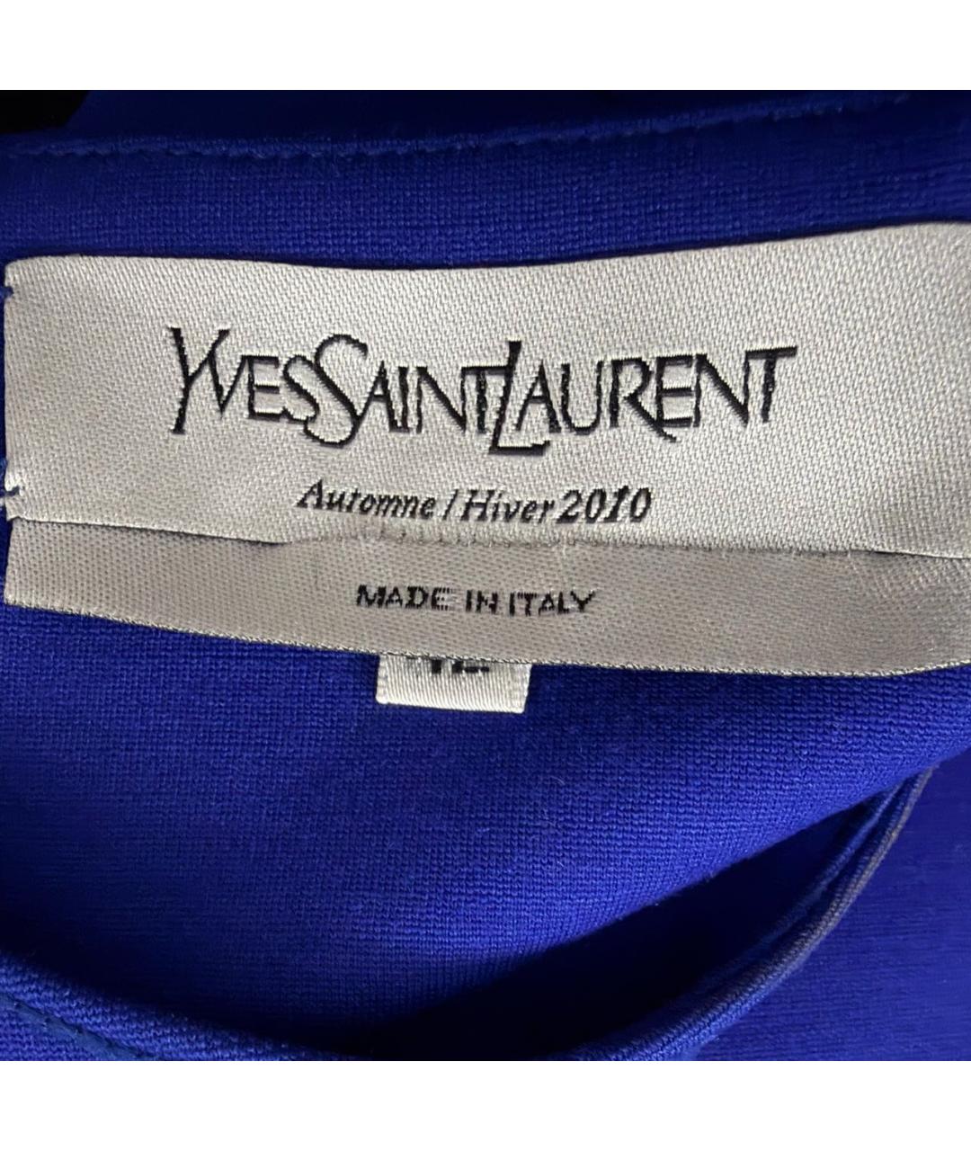 SAINT LAURENT Синее шерстяное коктейльное платье, фото 7