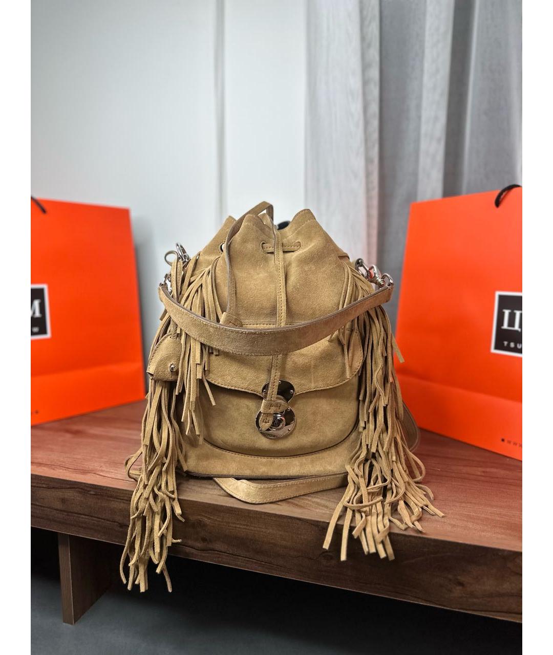 RALPH LAUREN Горчичная замшевая сумка через плечо, фото 2