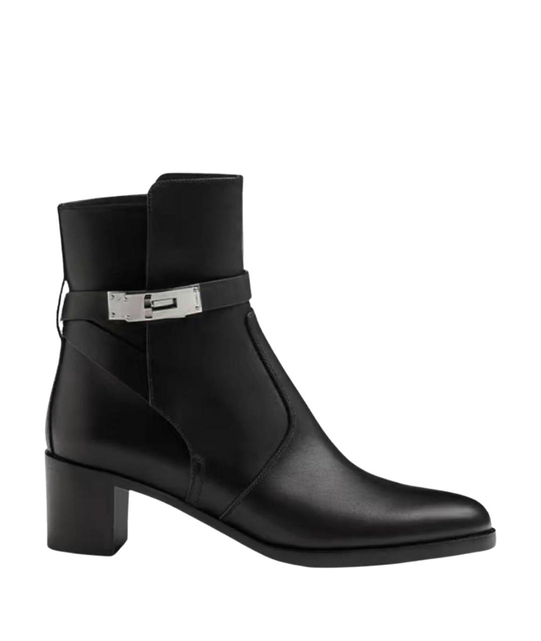 HERMES Черные кожаные ботильоны, фото 1