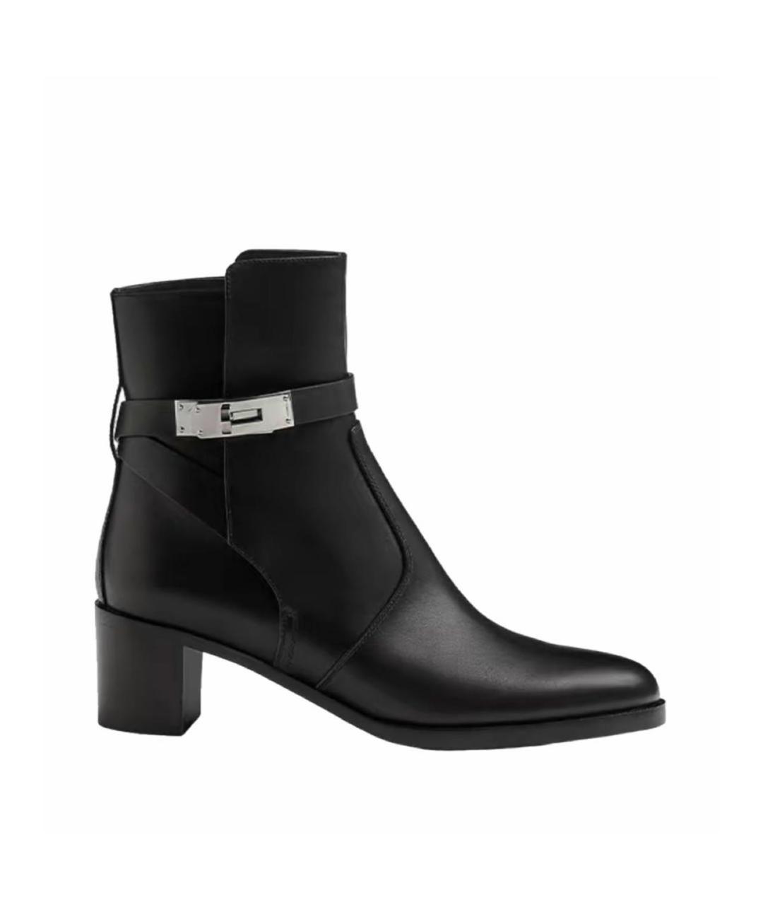 HERMES Черные кожаные ботильоны, фото 5