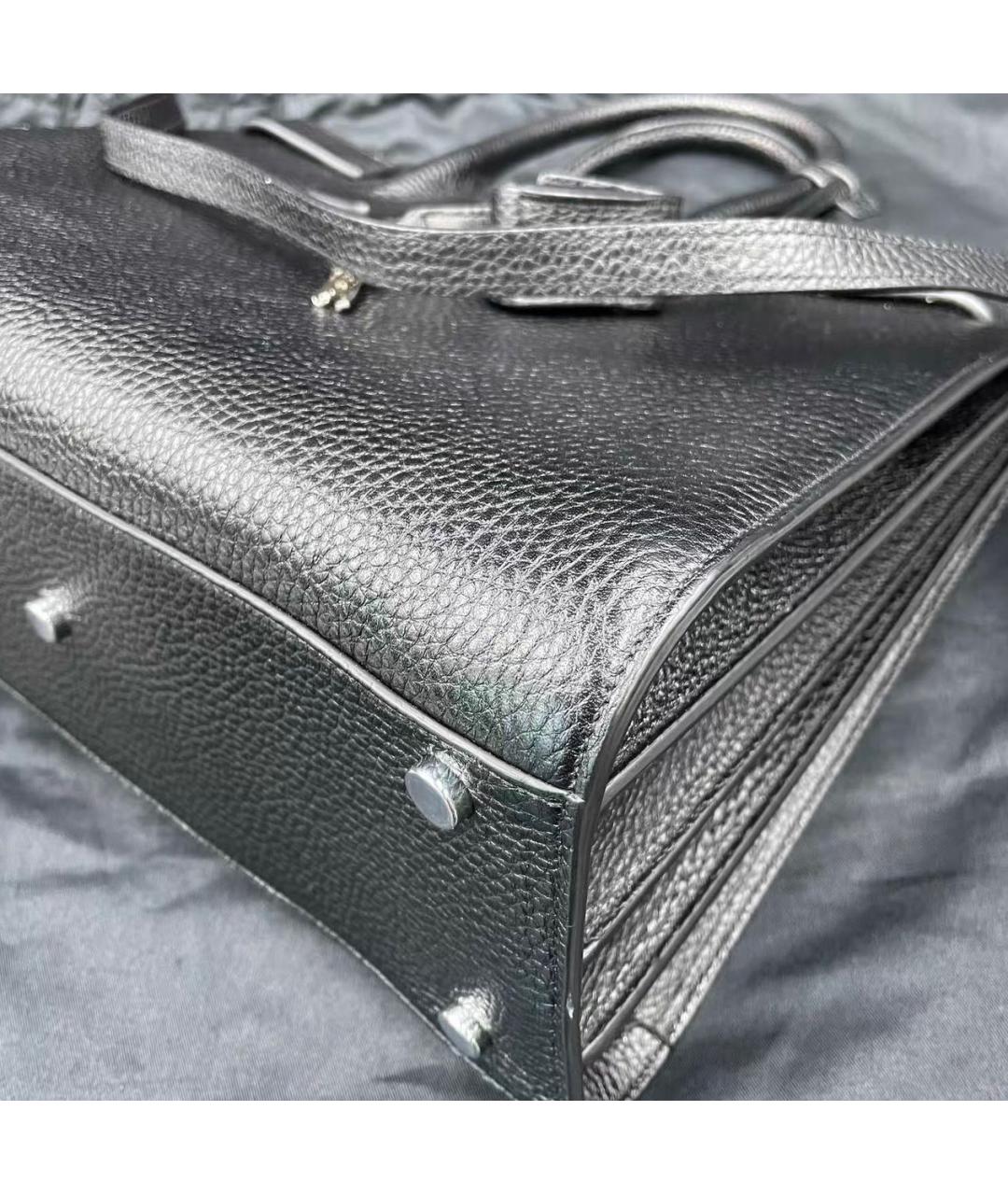 SAINT LAURENT Черная кожаная сумка тоут, фото 7