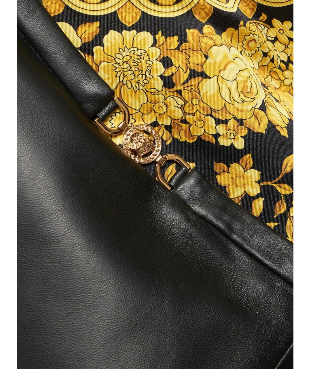 VERSACE Черная кожаная юбка мини, фото 7
