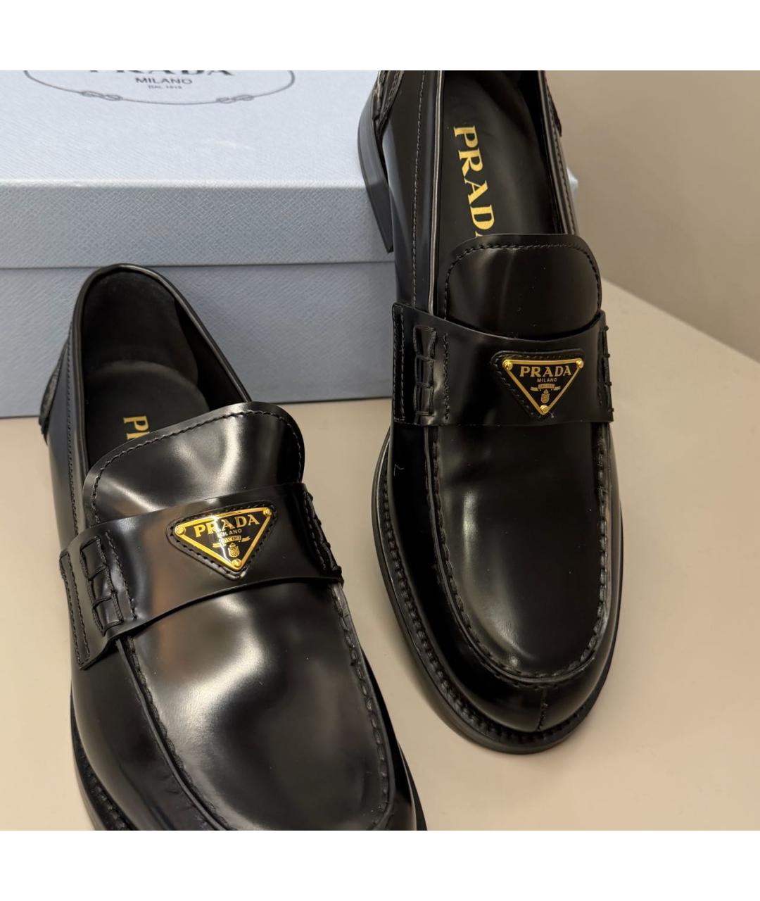 PRADA Черные кожаные лоферы, фото 2