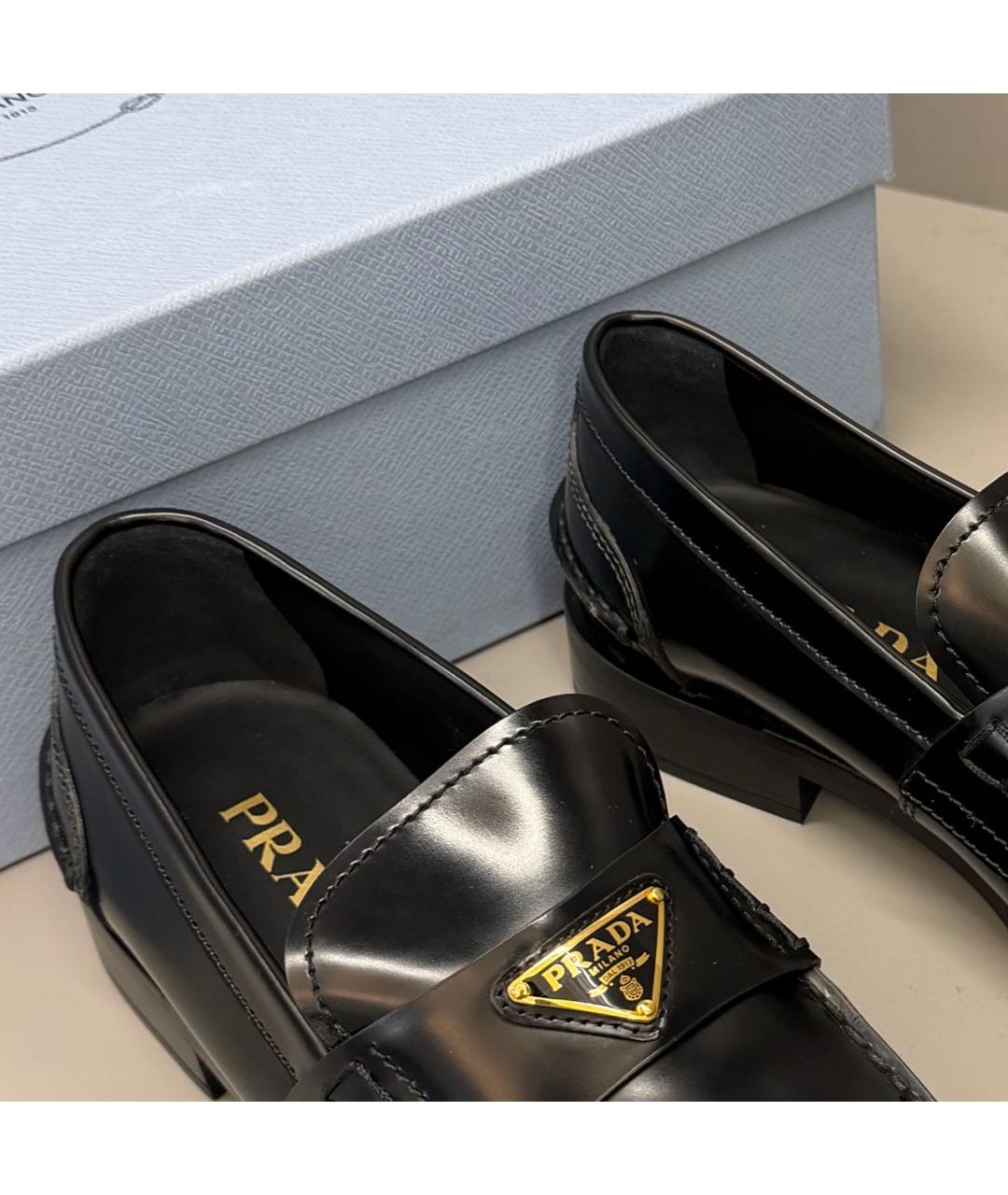 PRADA Черные кожаные лоферы, фото 4
