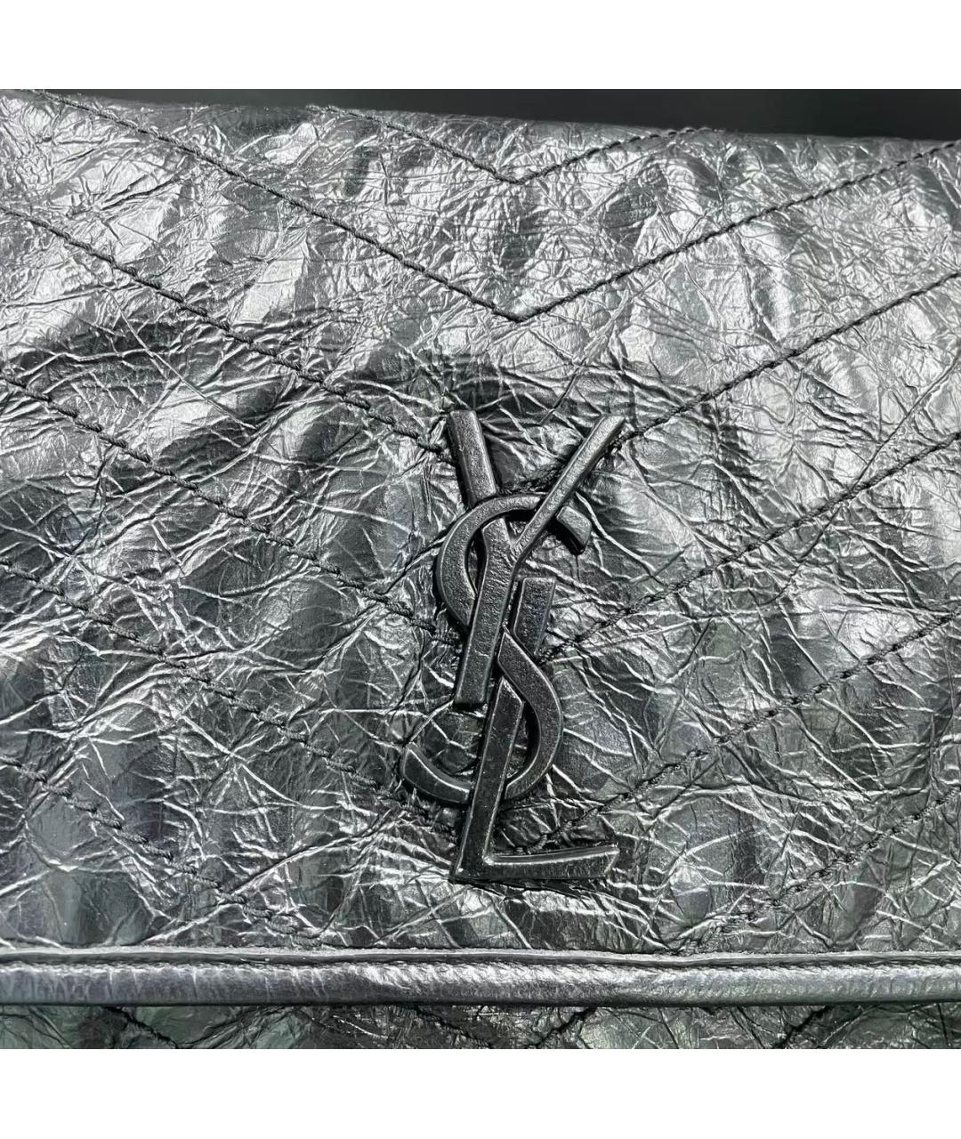 SAINT LAURENT Черная кожаная сумка тоут, фото 2