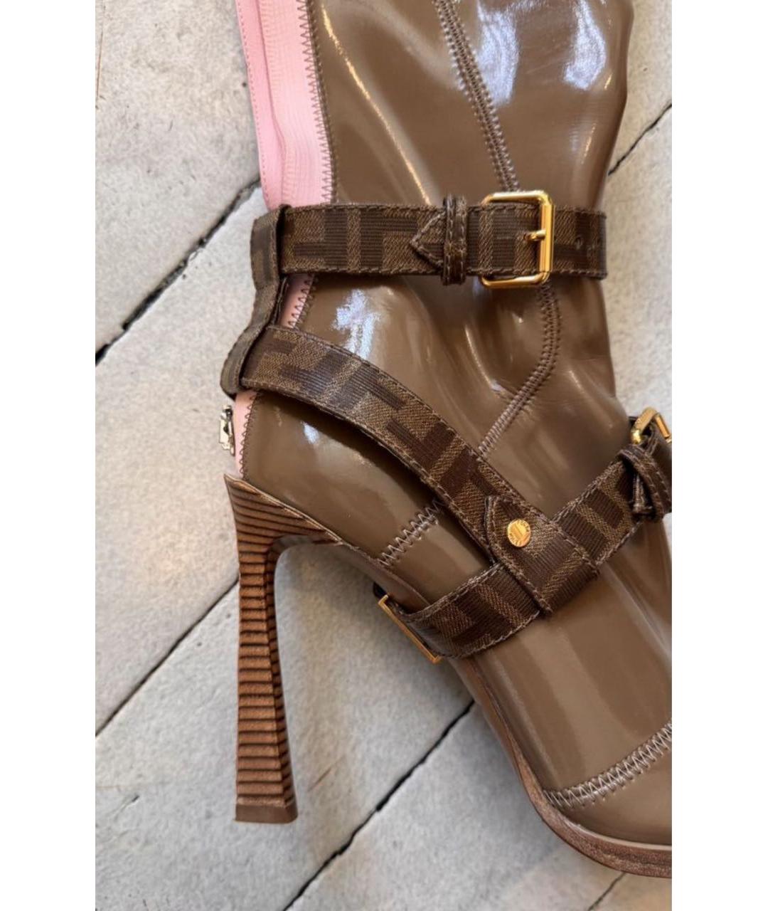 FENDI Коричневые кожаные сапоги, фото 4