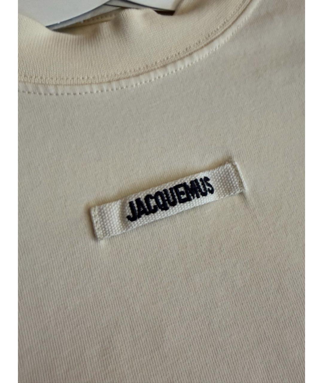 JACQUEMUS Бежевая хлопковая футболка, фото 4