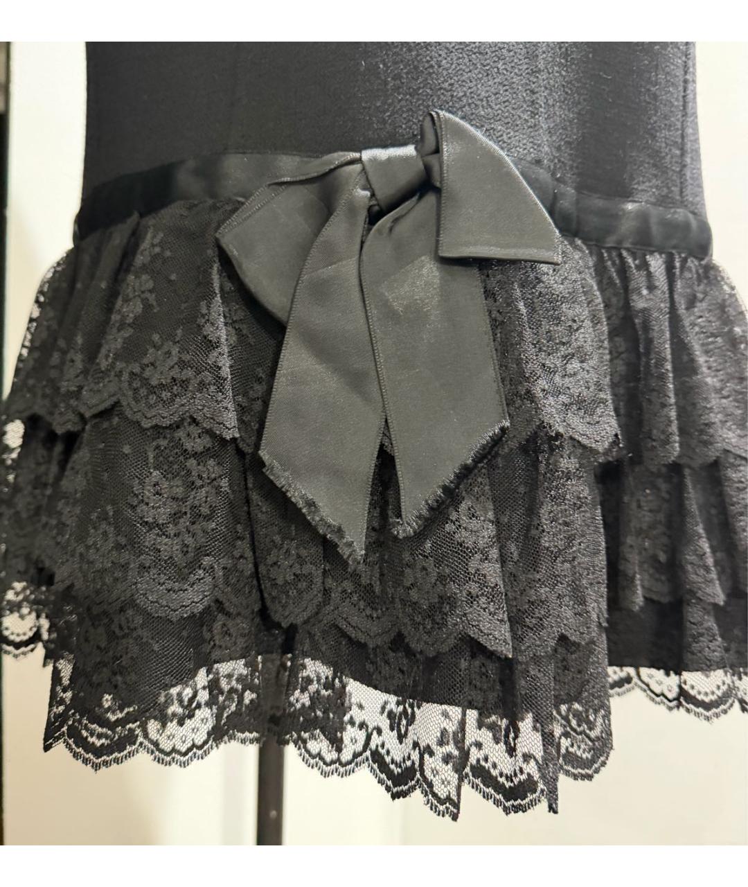 OSCAR DE LA RENTA Черное шерстяное коктейльное платье, фото 3