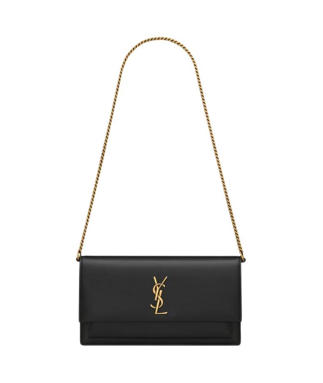 SAINT LAURENT Черная кожаная сумка через плечо, фото 1