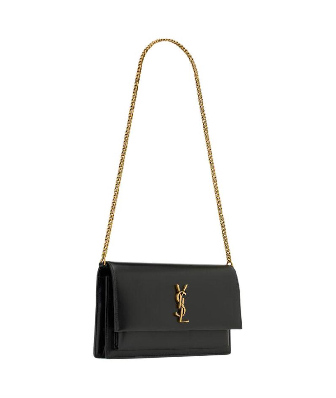 SAINT LAURENT Черная кожаная сумка через плечо, фото 2