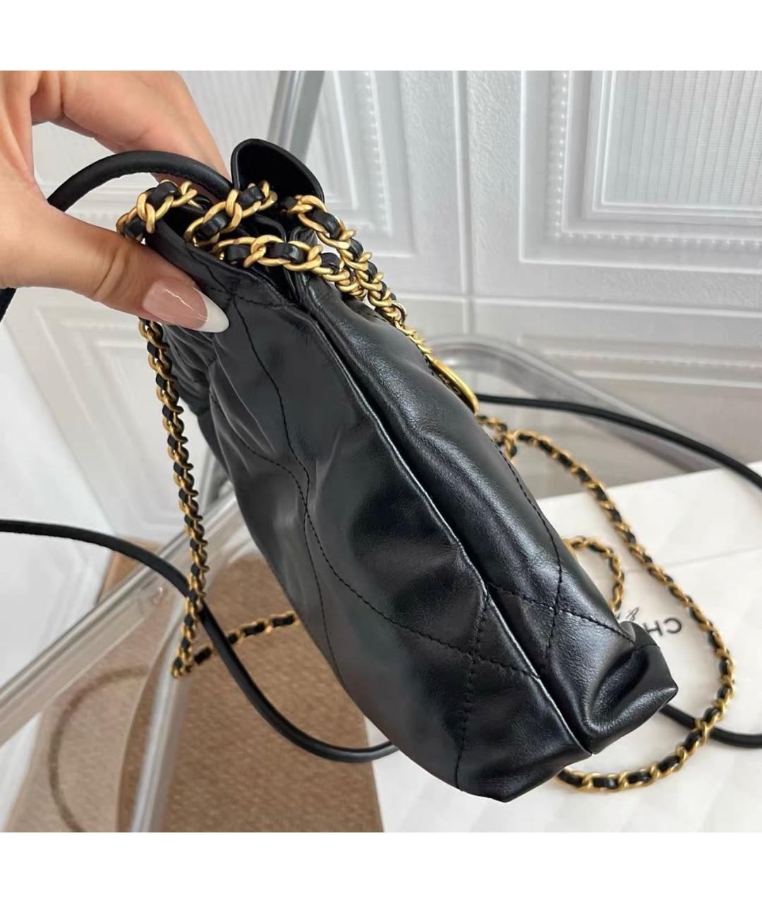 CHANEL Черная кожаная сумка тоут, фото 5