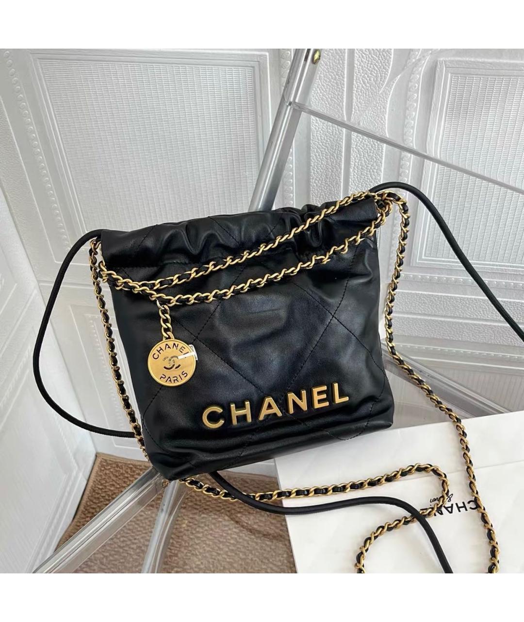 CHANEL Черная кожаная сумка тоут, фото 9