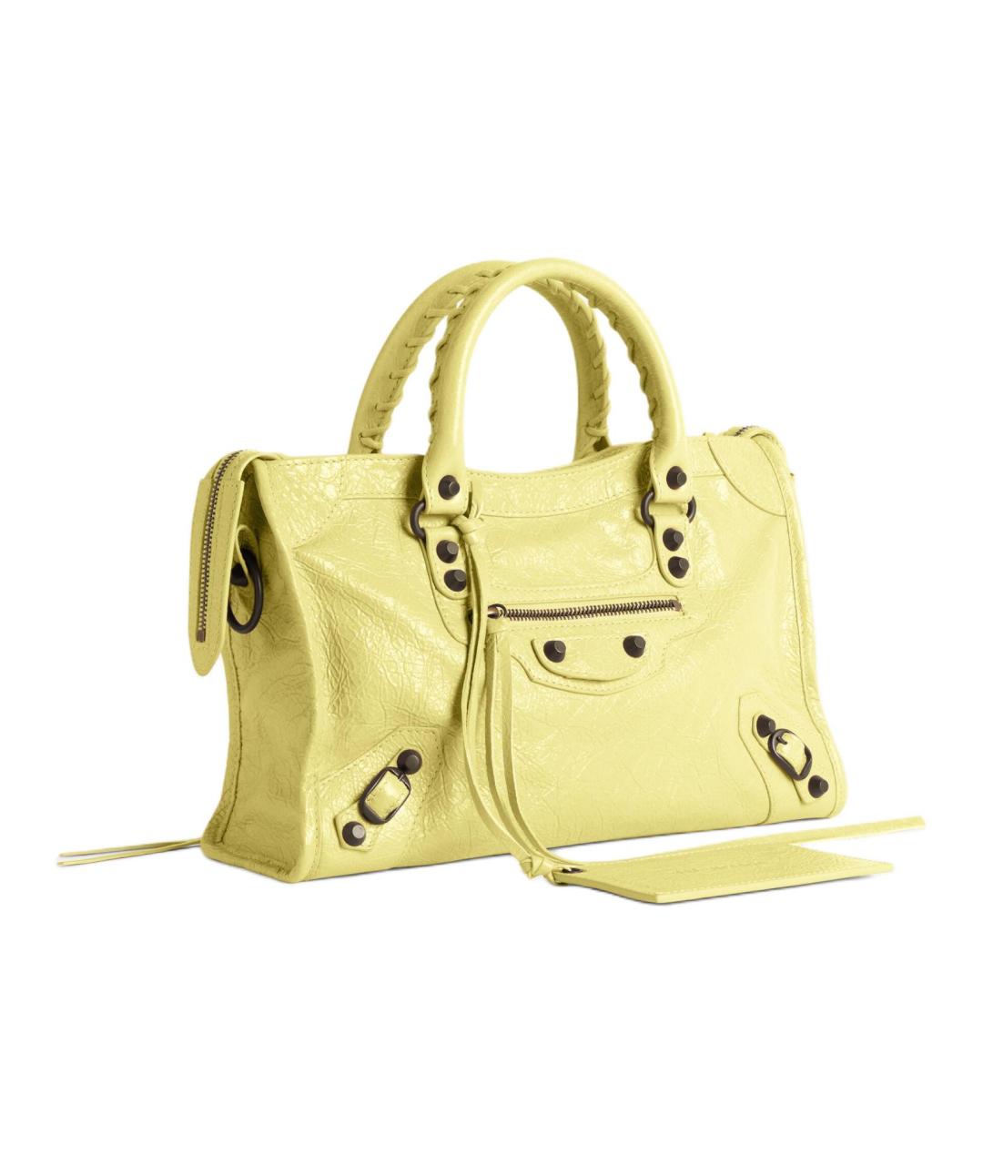 BALENCIAGA Желтая кожаная сумка через плечо, фото 3
