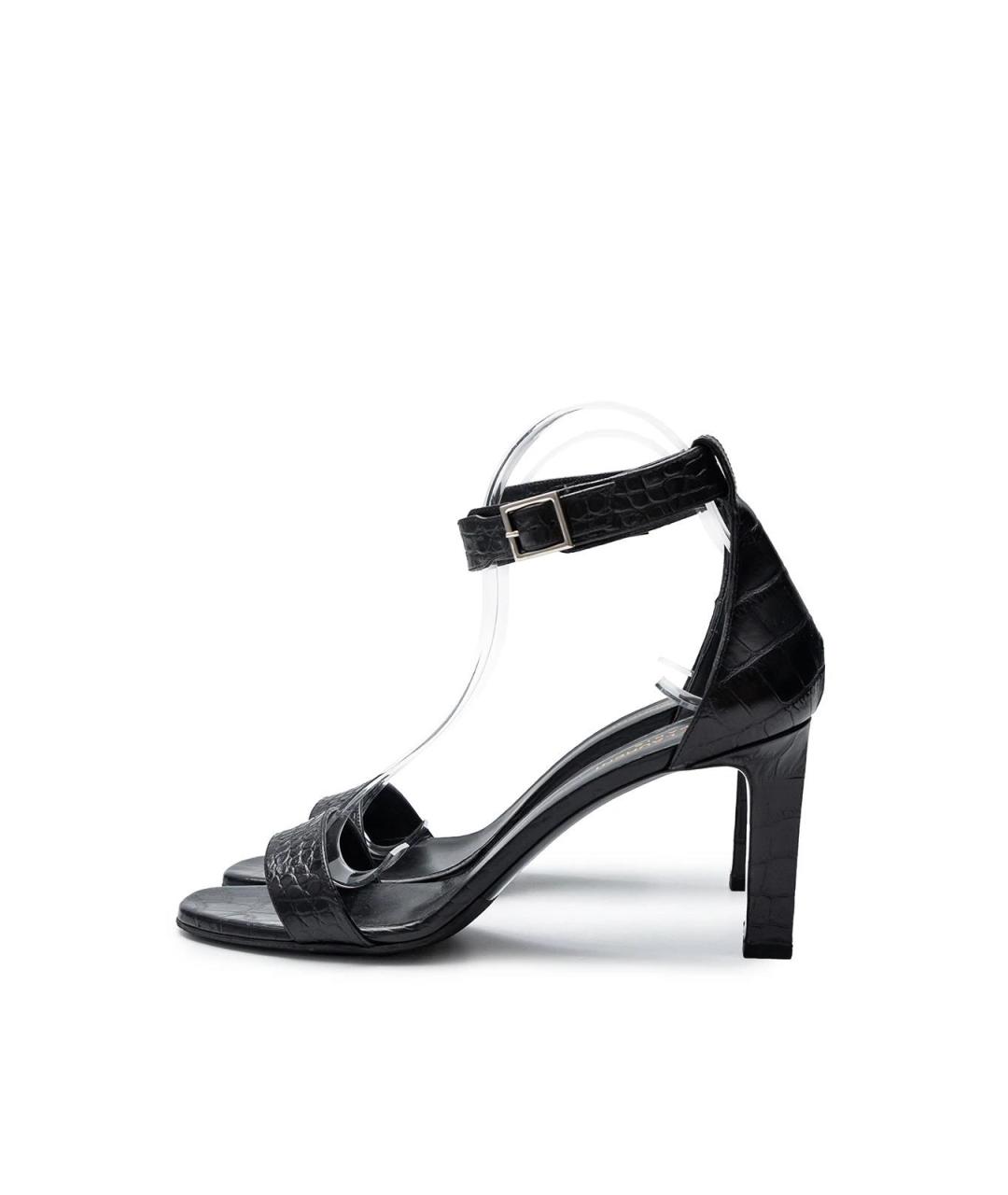 SAINT LAURENT Черные кожаные босоножки, фото 4