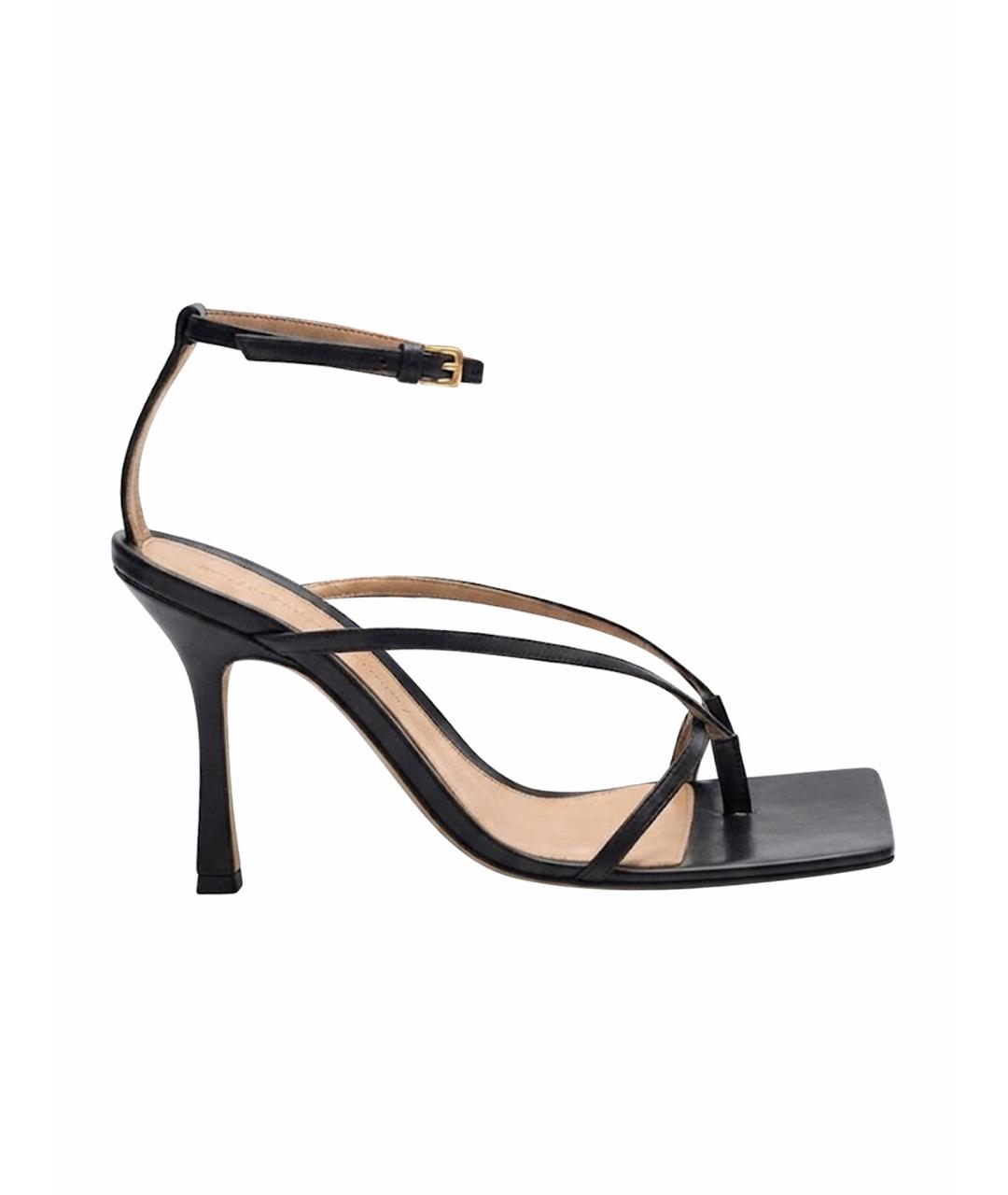 BOTTEGA VENETA Черные кожаные босоножки, фото 1