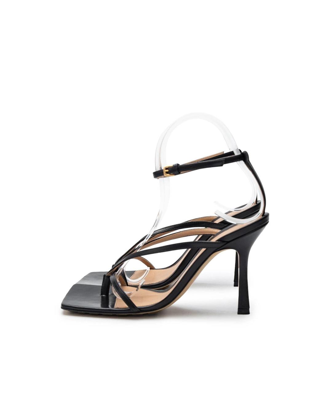 BOTTEGA VENETA Черные кожаные босоножки, фото 5