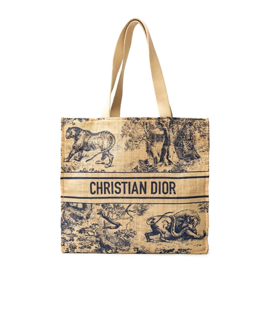 CHRISTIAN DIOR Бежевая тканевая сумка тоут, фото 5