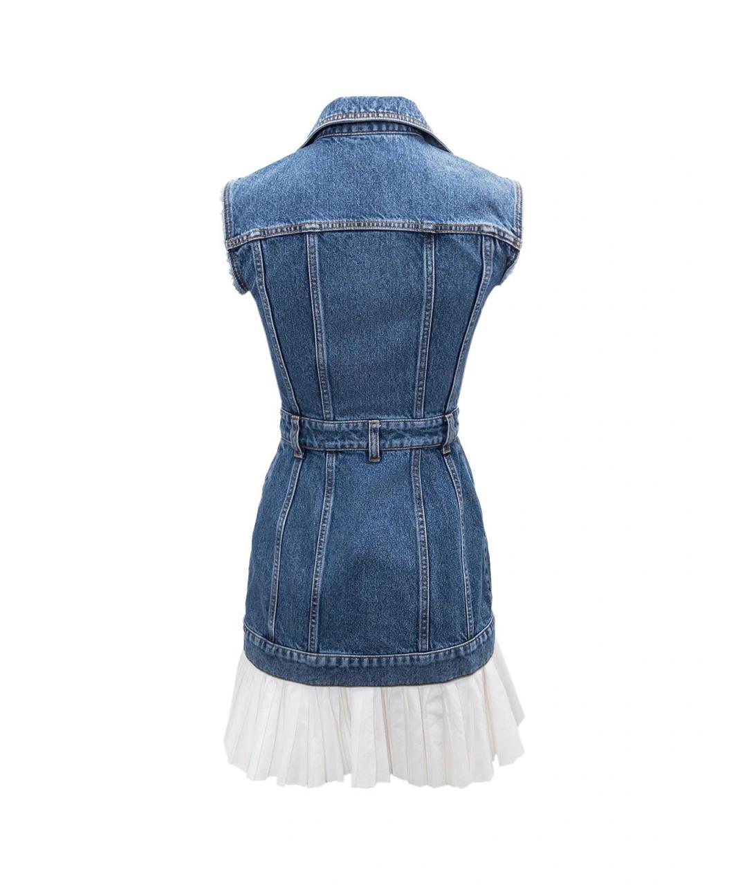 ALEXANDER MCQUEEN Синее хлопковое повседневное платье, фото 2
