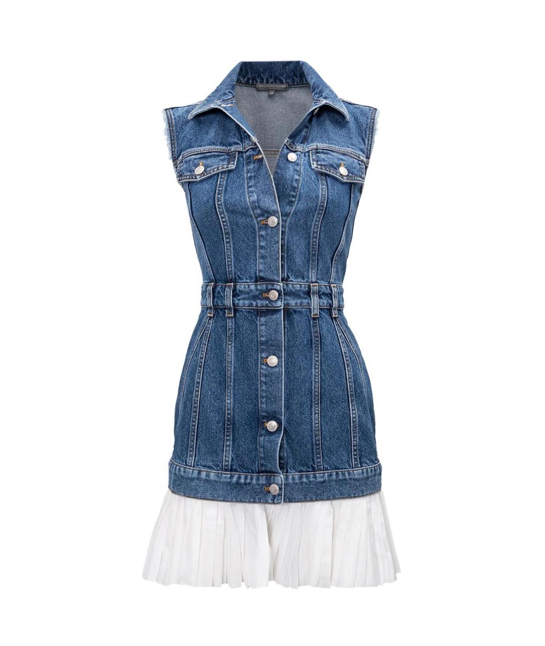 ALEXANDER MCQUEEN Синее хлопковое повседневное платье, фото 1