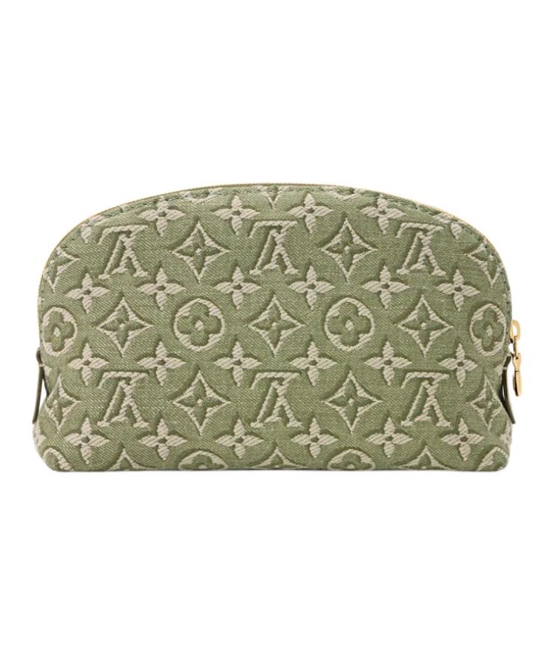 LOUIS VUITTON Зеленая косметичка из канвы, фото 3