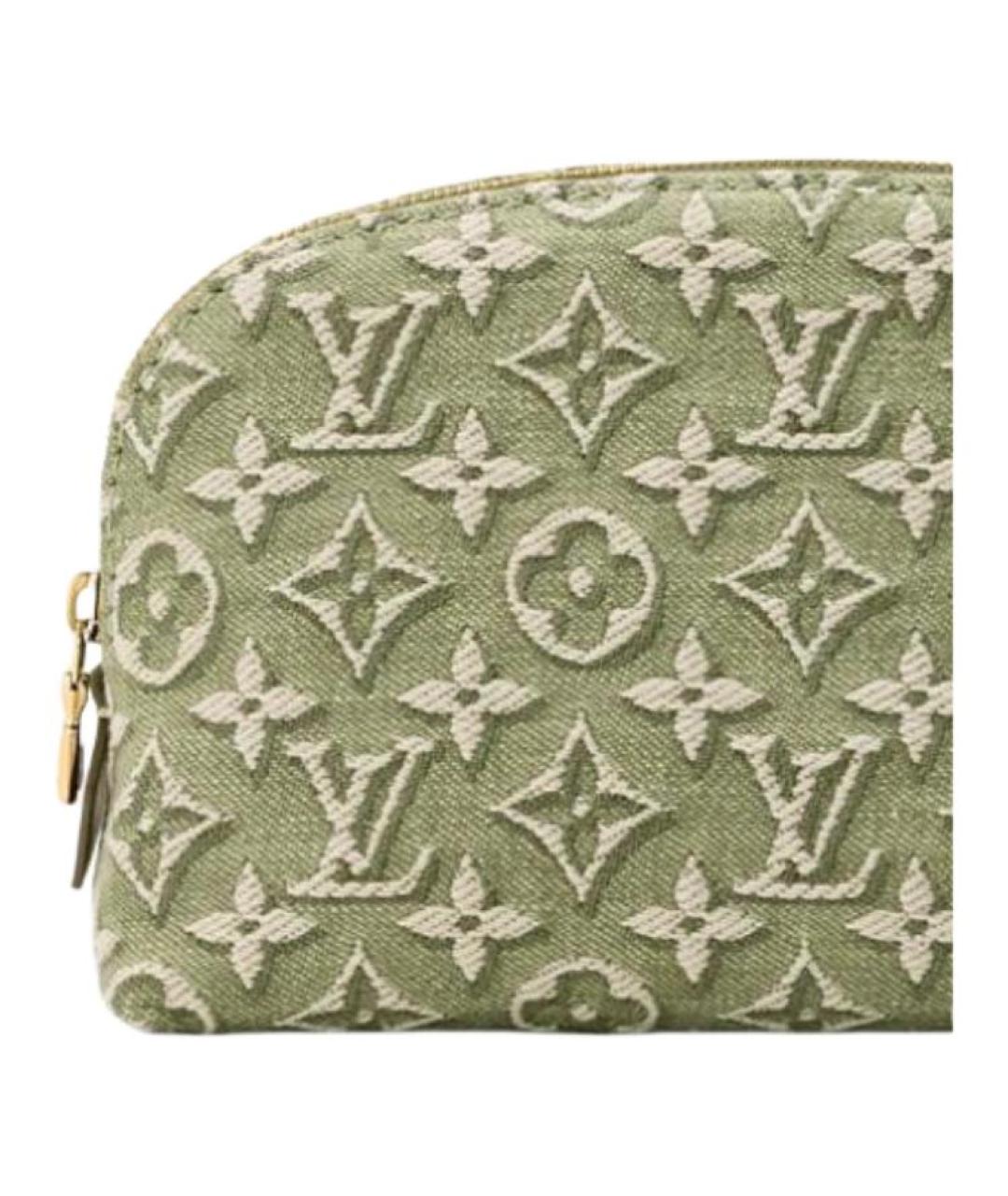 LOUIS VUITTON Зеленая косметичка из канвы, фото 5