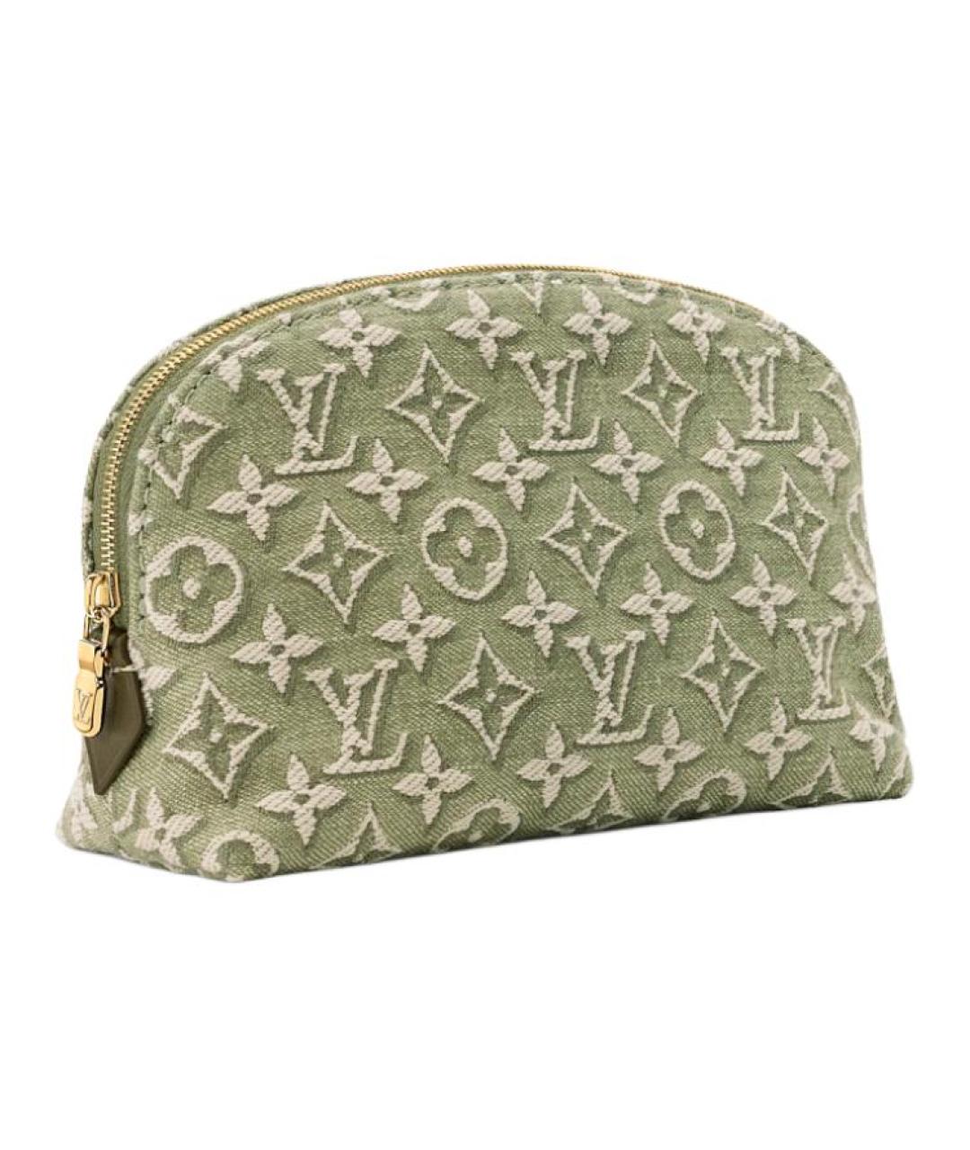 LOUIS VUITTON Зеленая косметичка из канвы, фото 2