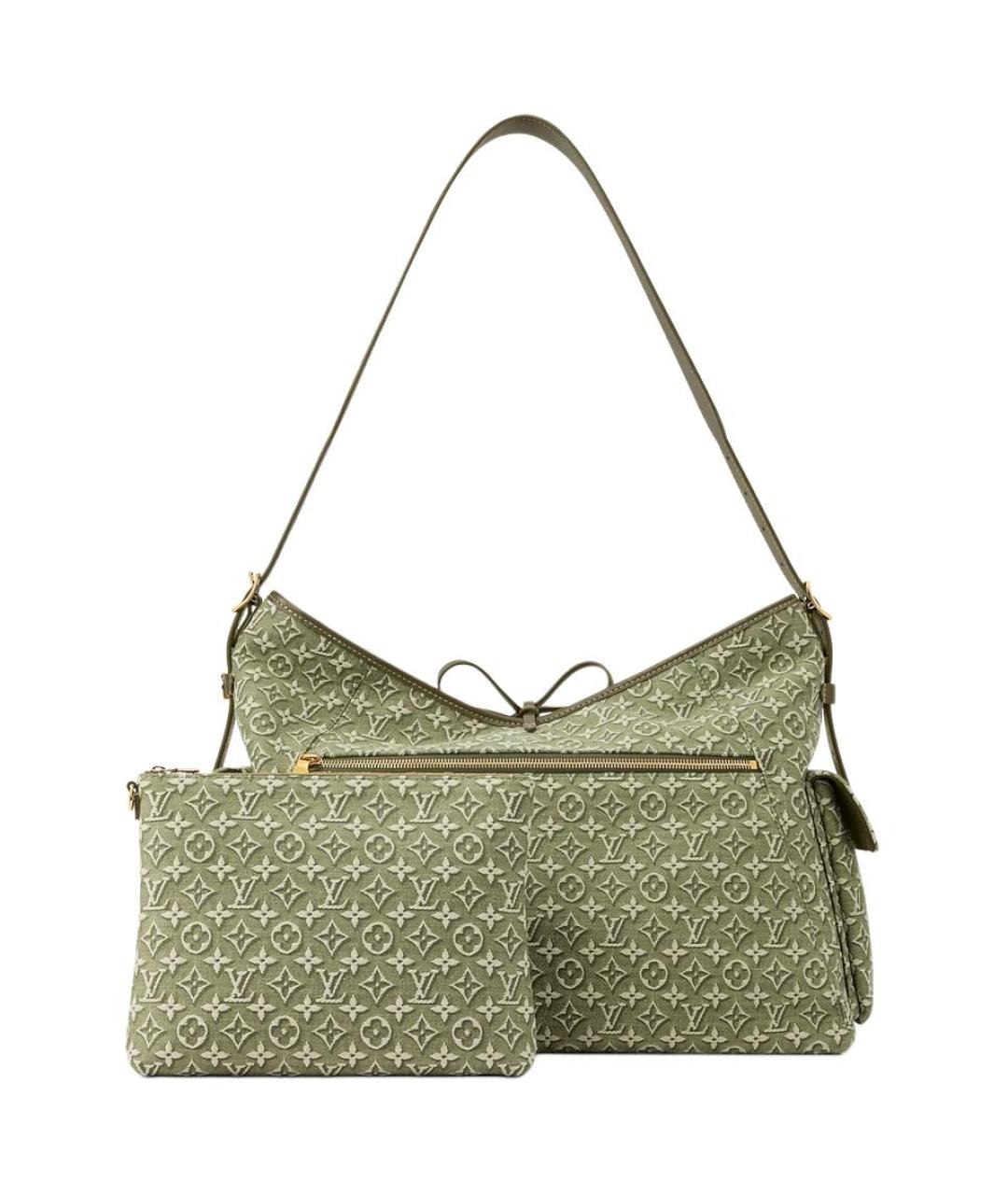 LOUIS VUITTON Зеленая сумка через плечо из канвы, фото 3