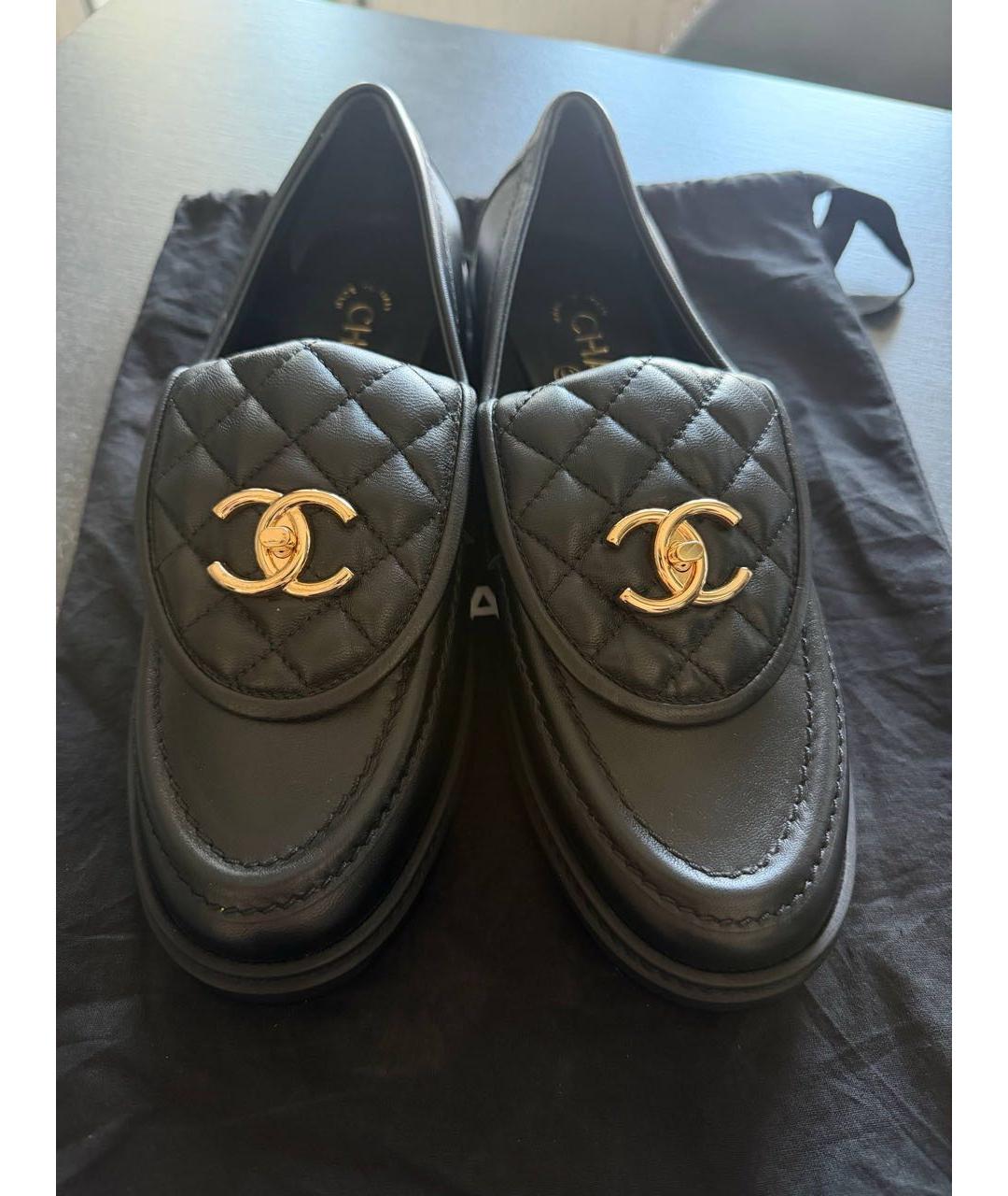 CHANEL Черные кожаные лоферы, фото 3