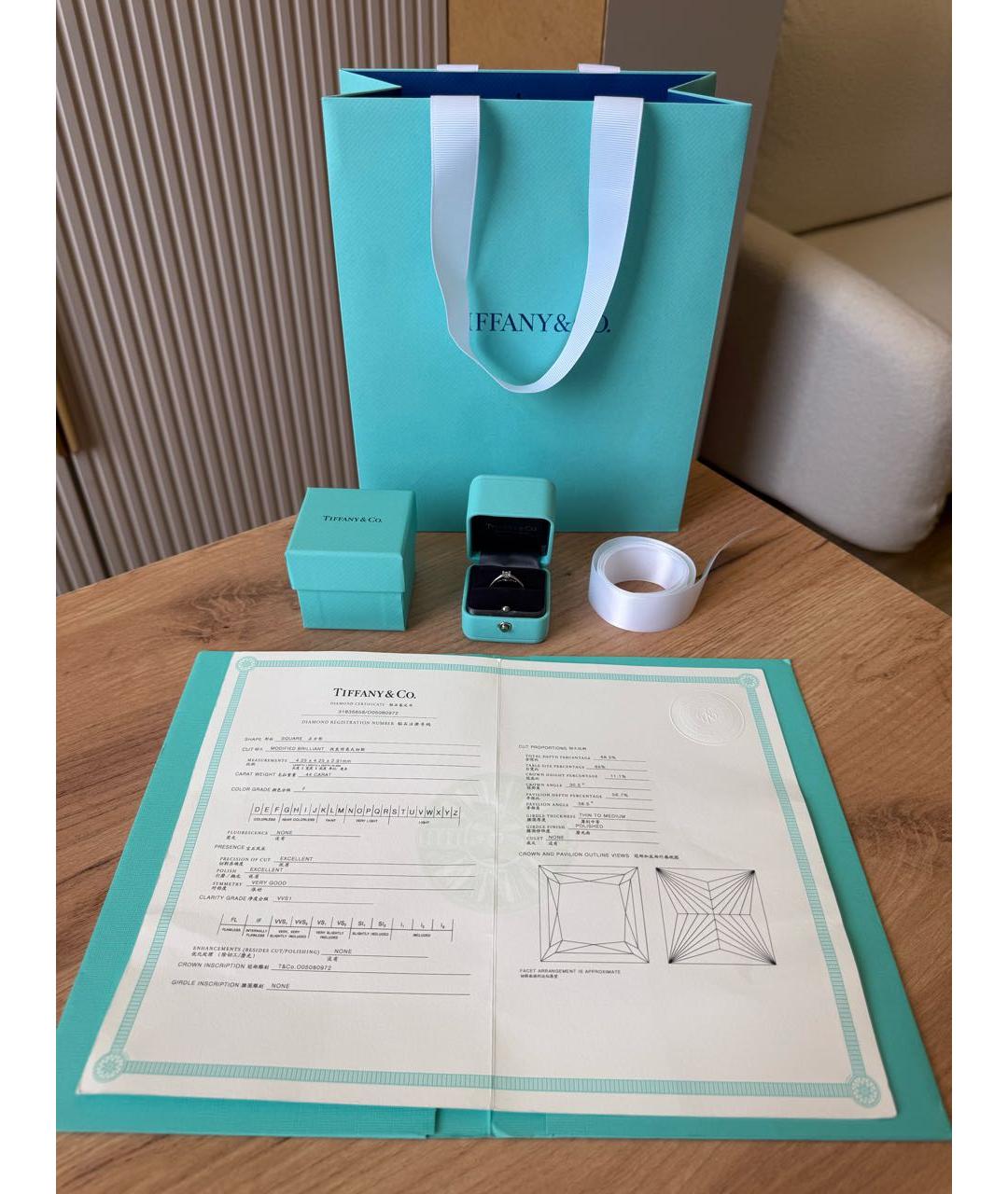 TIFFANY&CO Белое платиновое кольцо, фото 2