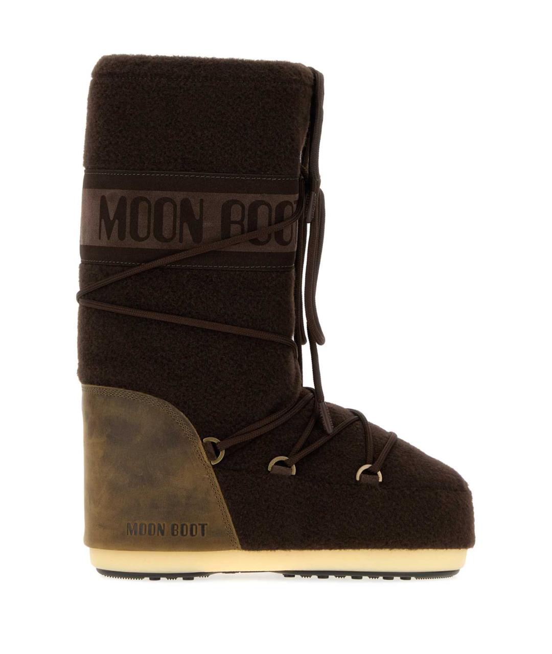 MOON BOOT Коричневые текстильные высокие ботинки, фото 1