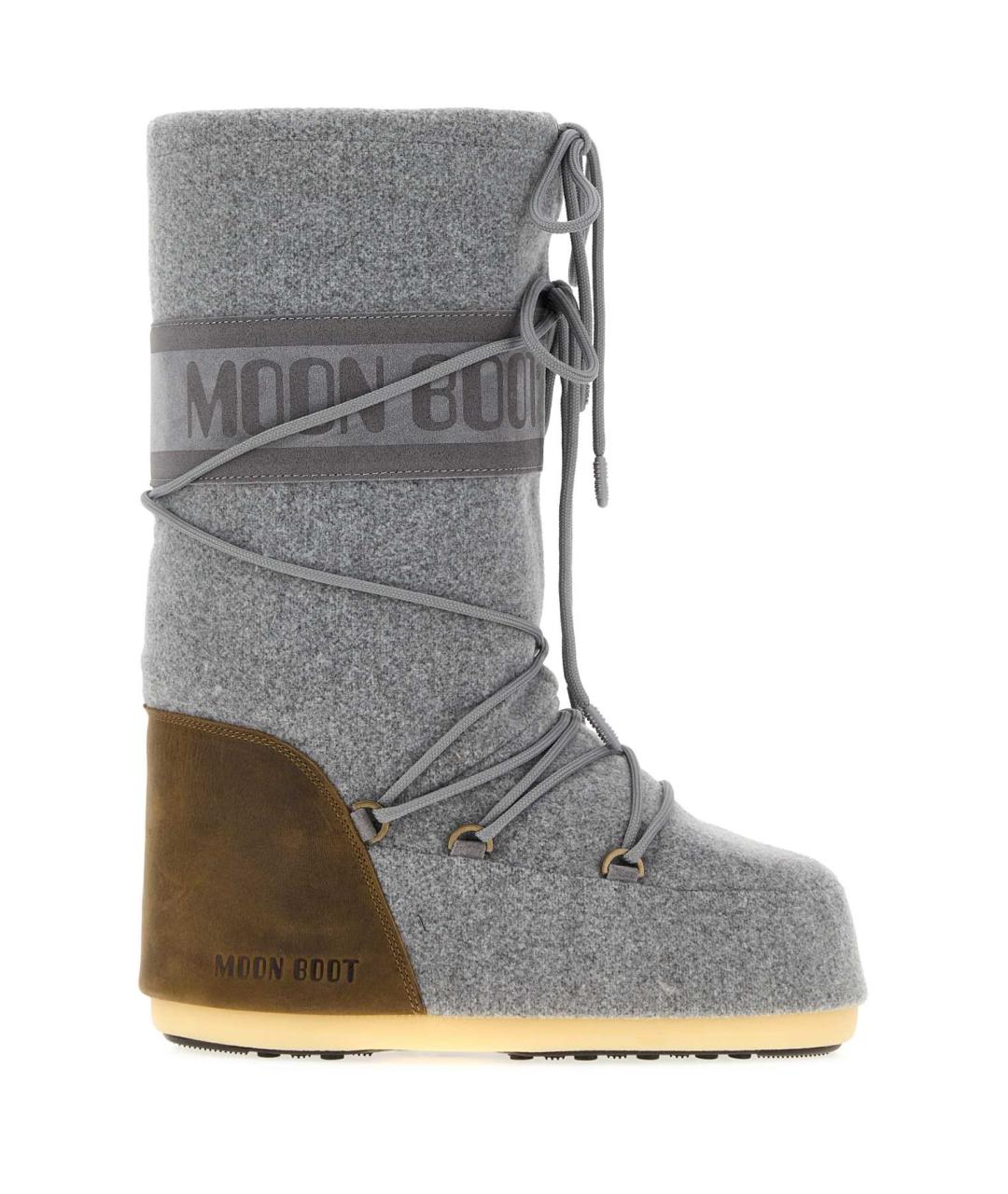MOON BOOT Серые синтетические высокие ботинки, фото 1