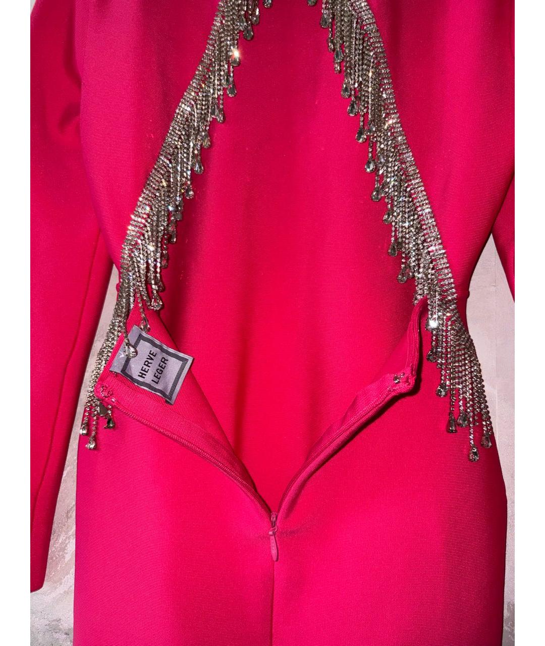 HERVE LEGER Фуксия вискозное вечернее платье, фото 4