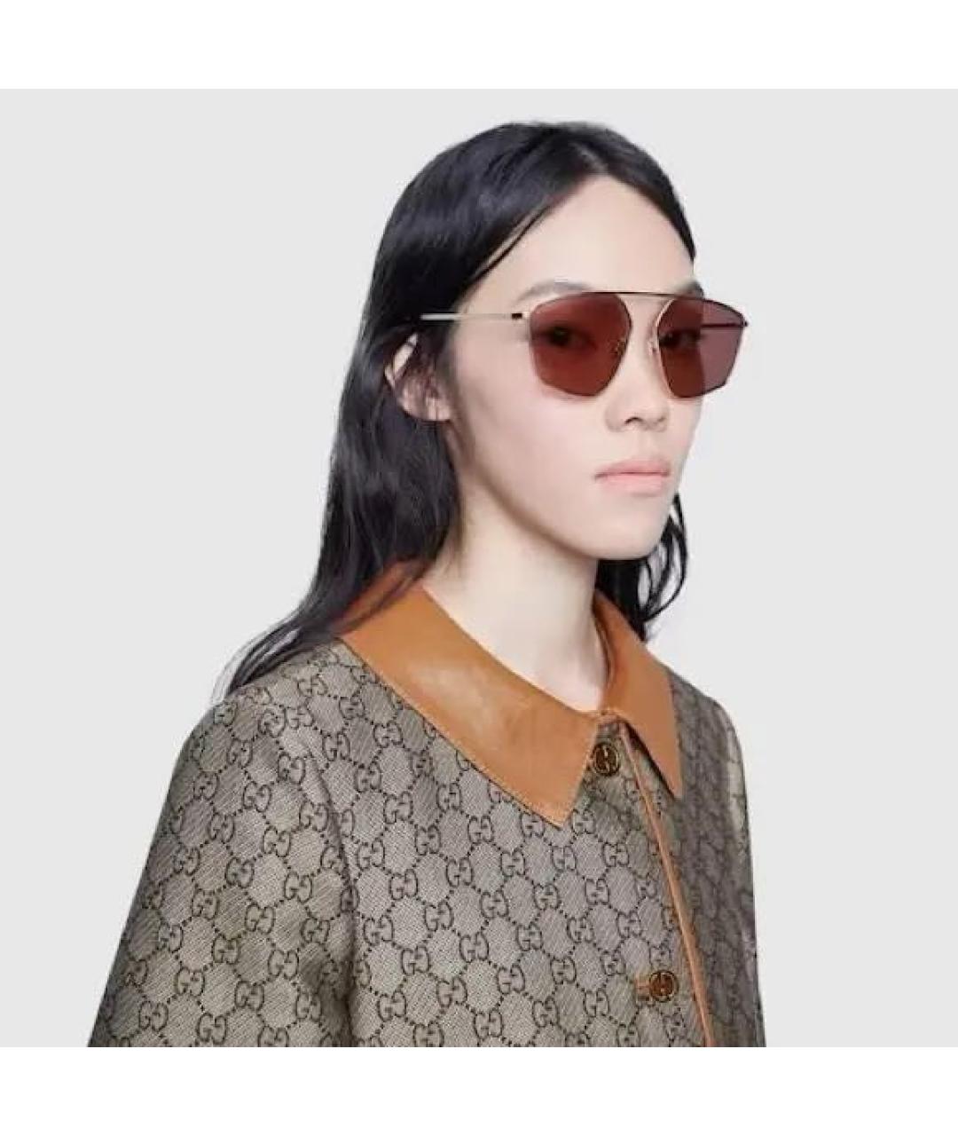 GUCCI Розовые металлические солнцезащитные очки, фото 8