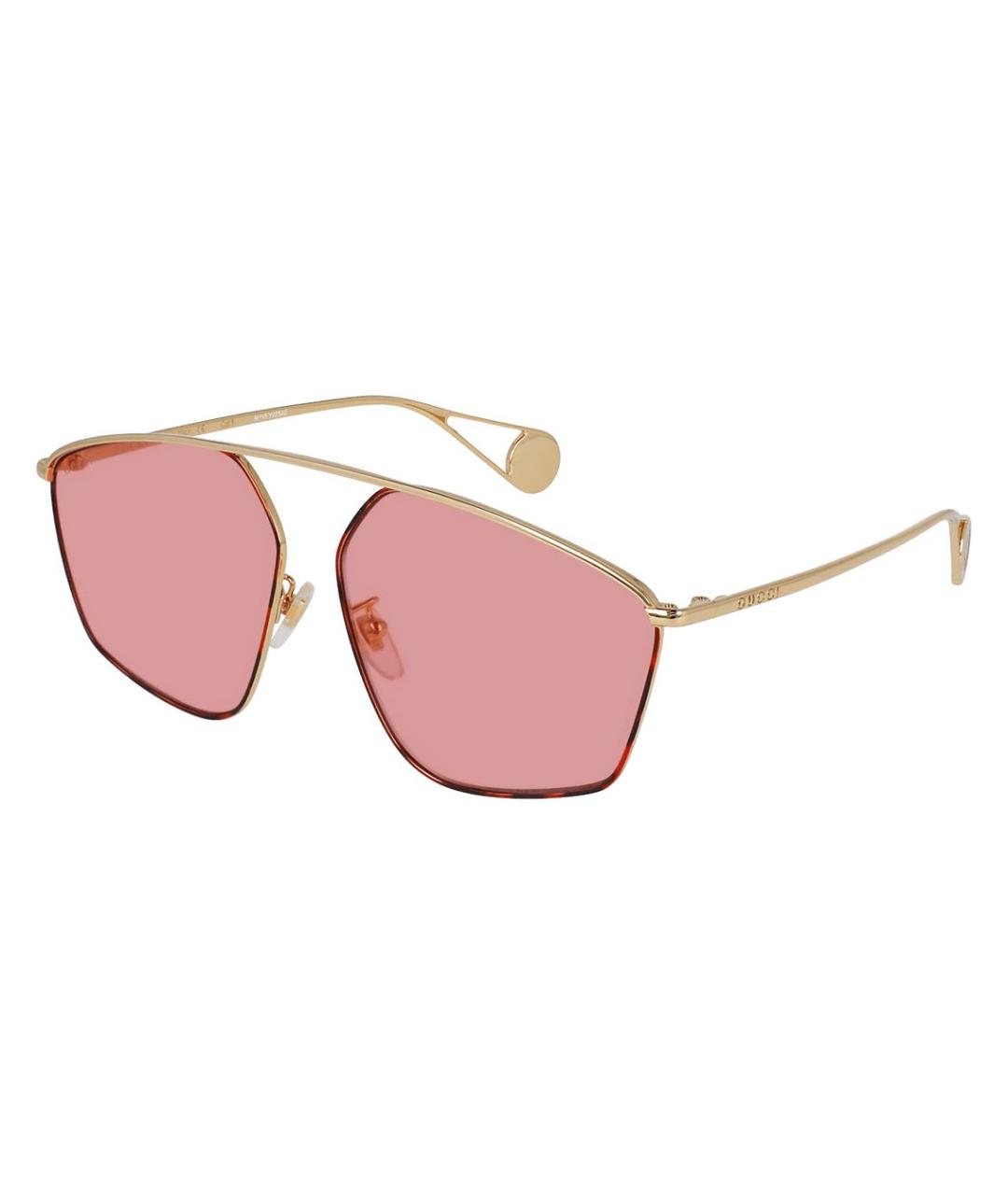 GUCCI Розовые металлические солнцезащитные очки, фото 1