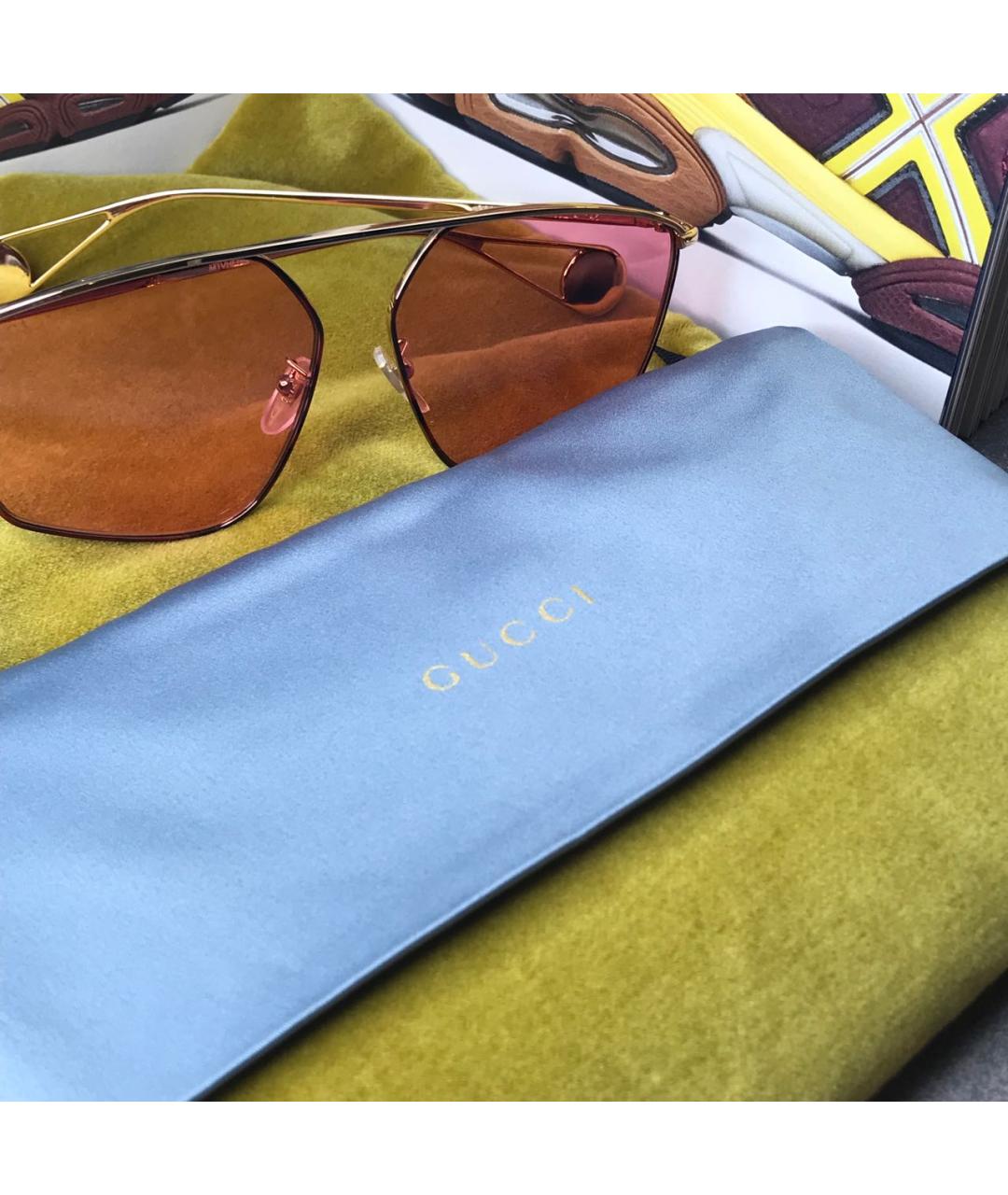 GUCCI Розовые металлические солнцезащитные очки, фото 3
