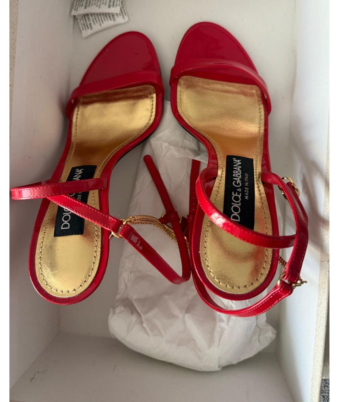 DOLCE&GABBANA Красные кожаные босоножки, фото 6