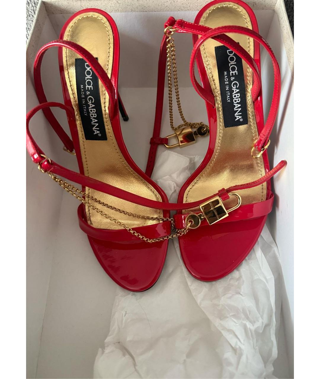 DOLCE&GABBANA Красные кожаные босоножки, фото 3