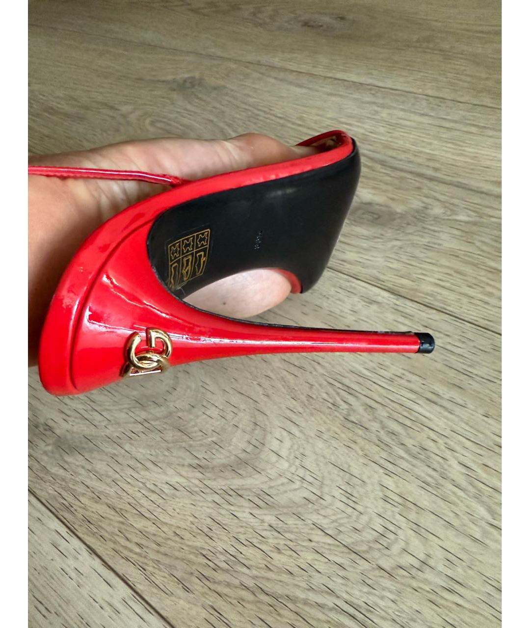 DOLCE&GABBANA Красные кожаные босоножки, фото 5