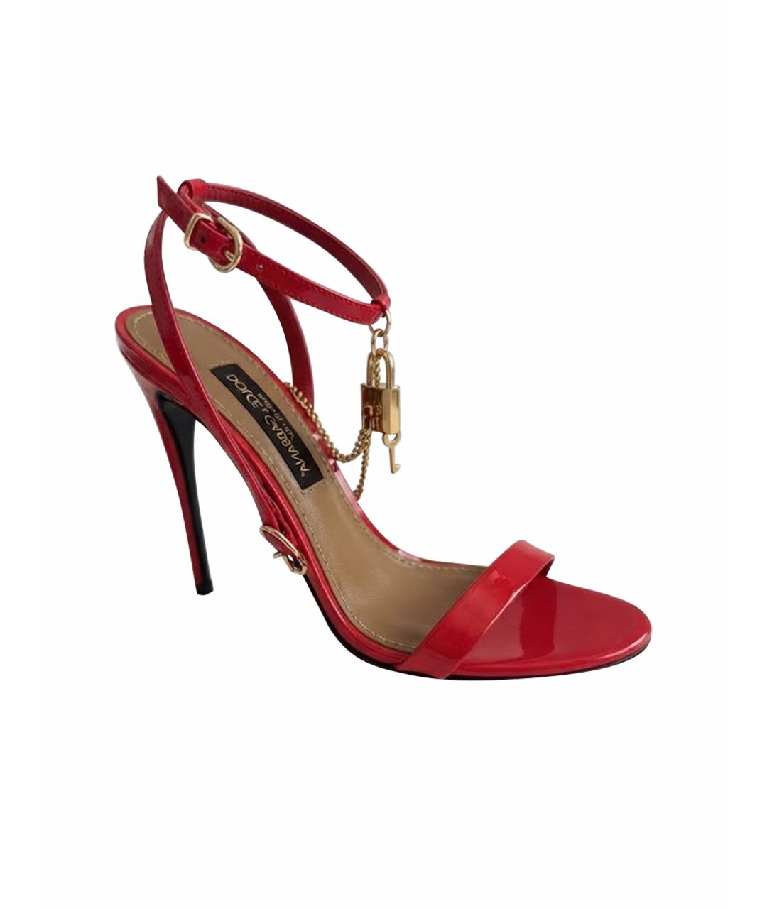 DOLCE&GABBANA Красные кожаные босоножки, фото 1