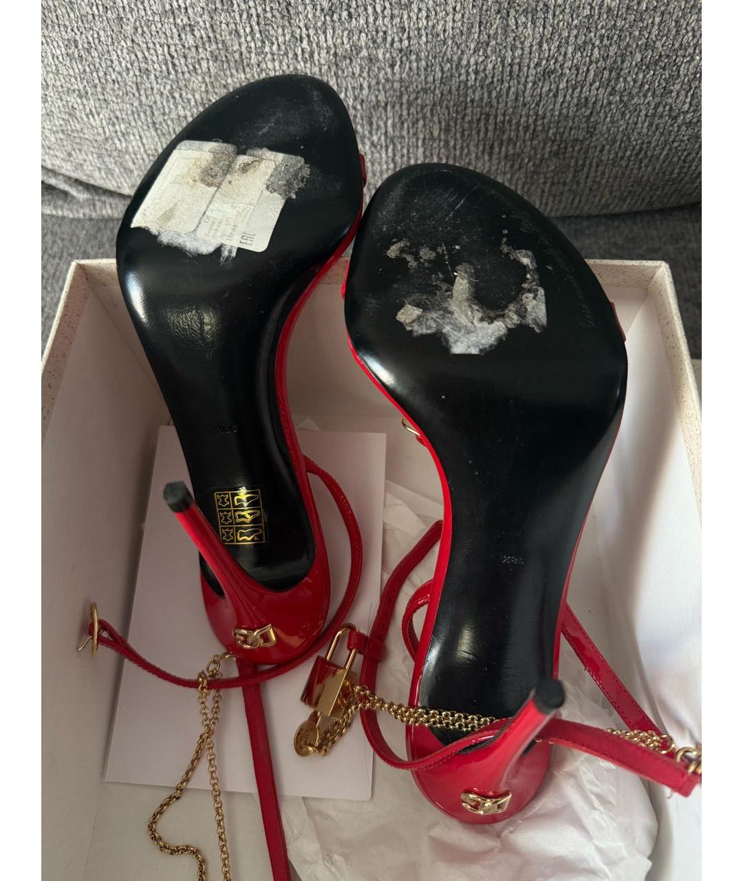 DOLCE&GABBANA Красные кожаные босоножки, фото 8
