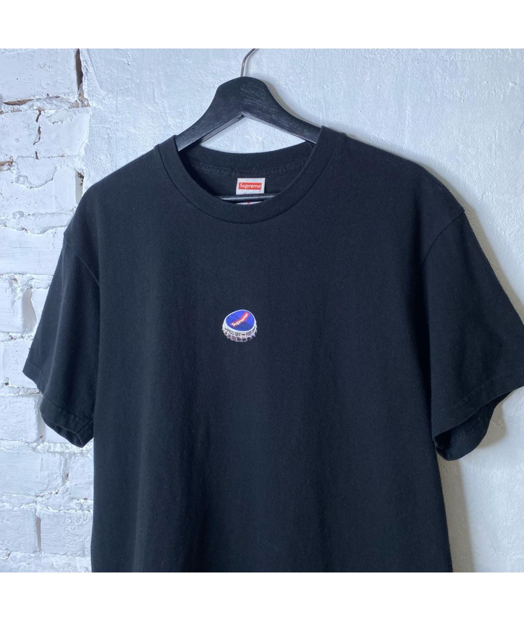 SUPREME Черная хлопковая футболка, фото 2